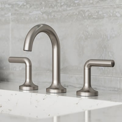 New Lower Price; Pfister Karci Spot Defense Brushed Nickel 2-Handle Widespread WaterSense Bathroom Sink Faucet with Drain New Lower Price; Pfister Karci Spot Defense Brushed Nickel 2-Handle Widespread WaterSense Bathroom Sink Faucet with Drain