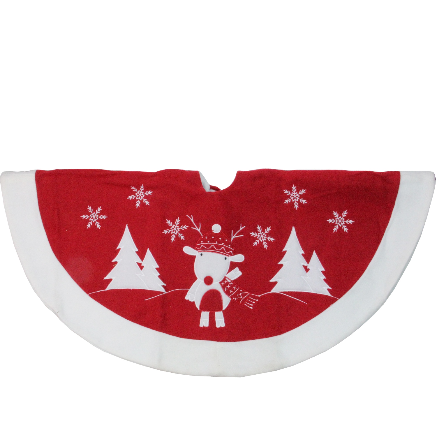 Northlight White Polyester Reindeer Christmas Tree Skirt - 46 Inch ...
