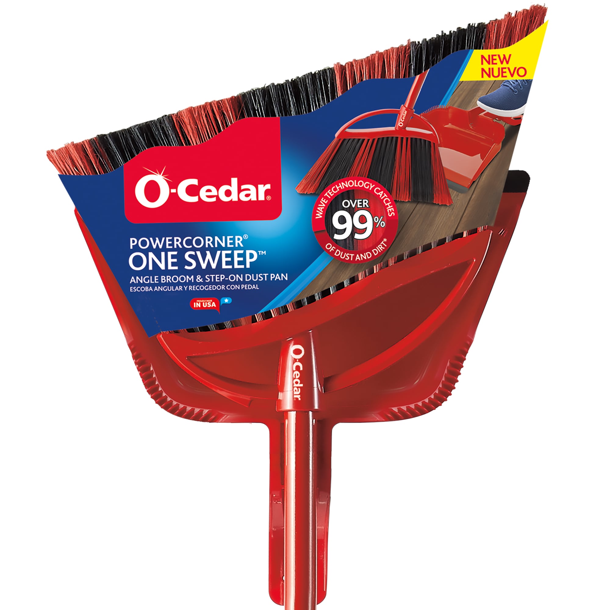 Superio Angle Broom Grey with Clip-On Dustpan