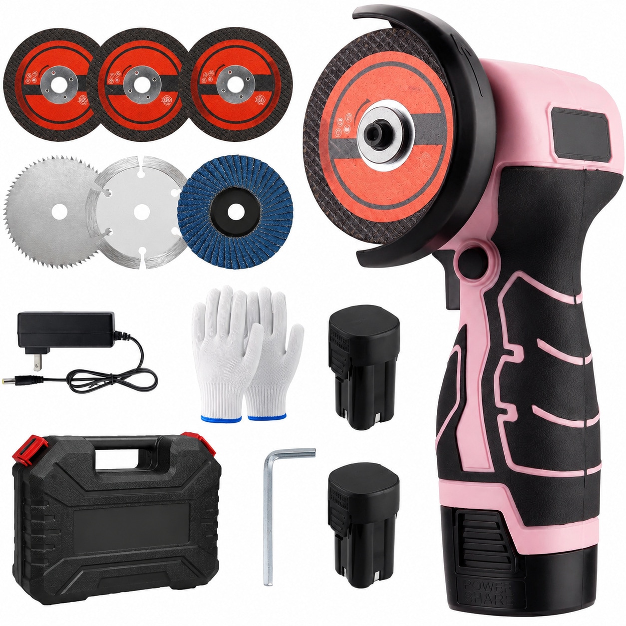 Avid Power 21V Cordless 3 Inch Mini Angle Grinder Kit with LCD Display Dual Batteries and Accessories #646027191187