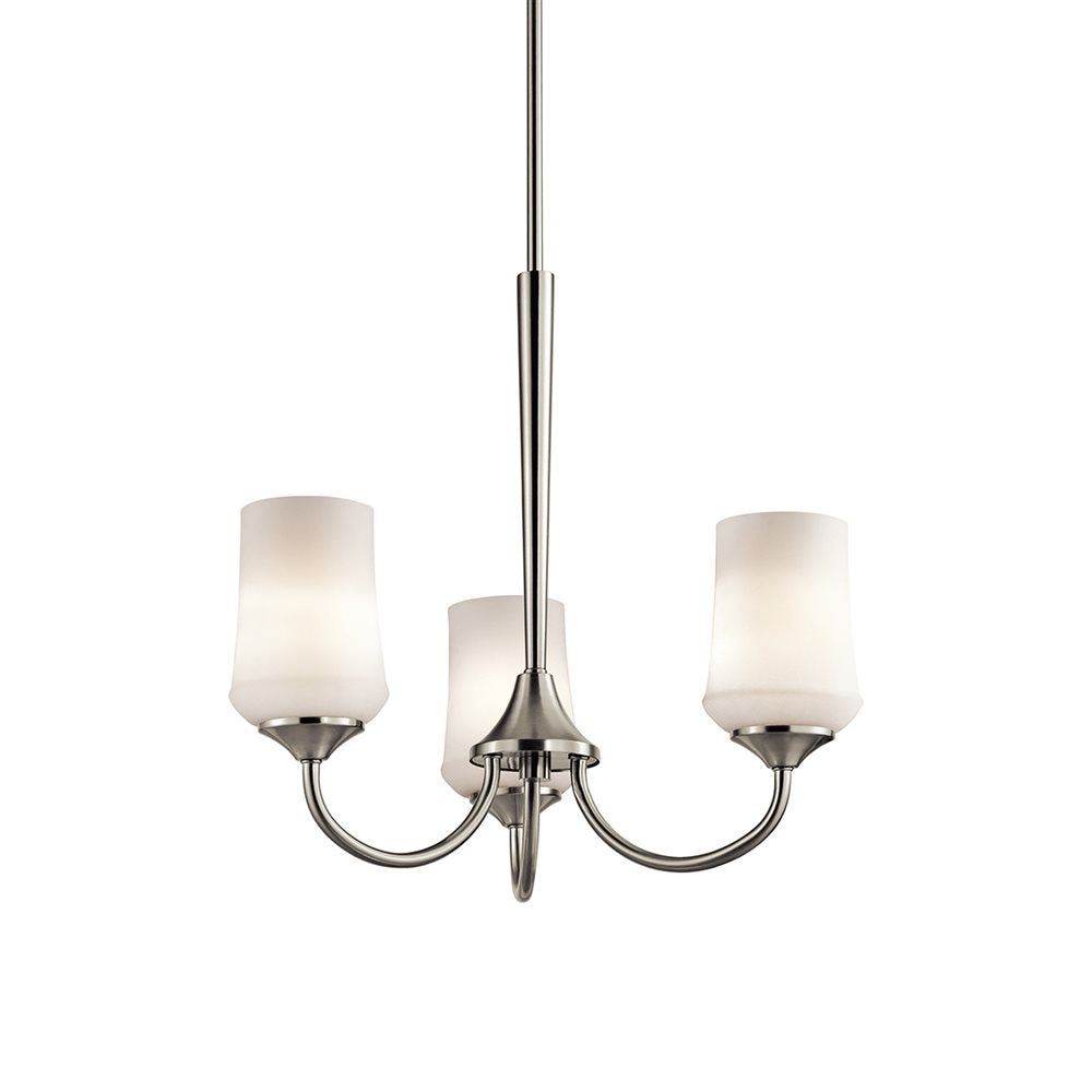 Kichler 43664NI Aubrey 3 -Light Nickel Transitional For Use in Bedrooms, Dining Rooms, Foyers, Kitchens, Living Rooms Chandelier