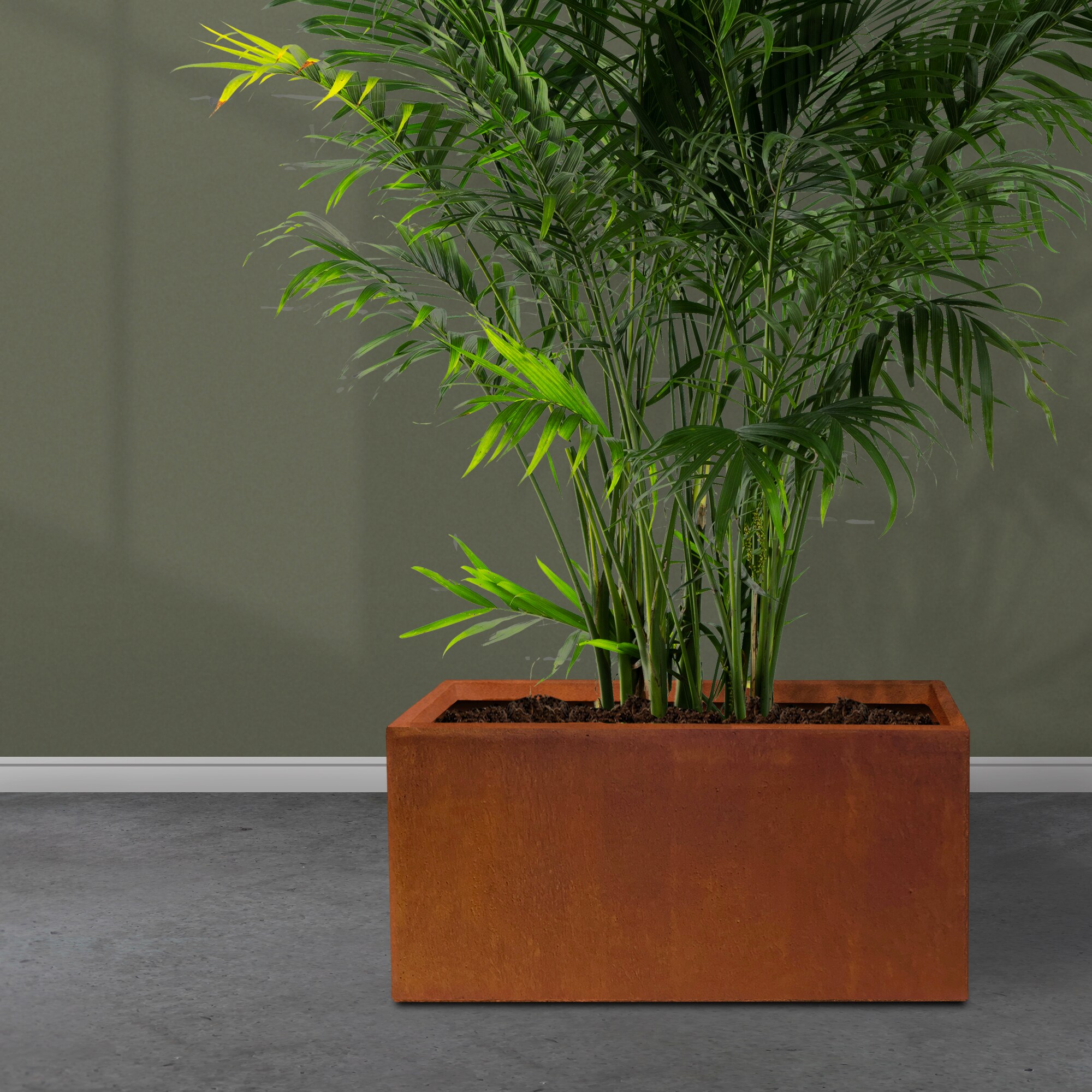 Charcoal Gray Lightweight Concrete Modern Cylinder Planter, 13.39"