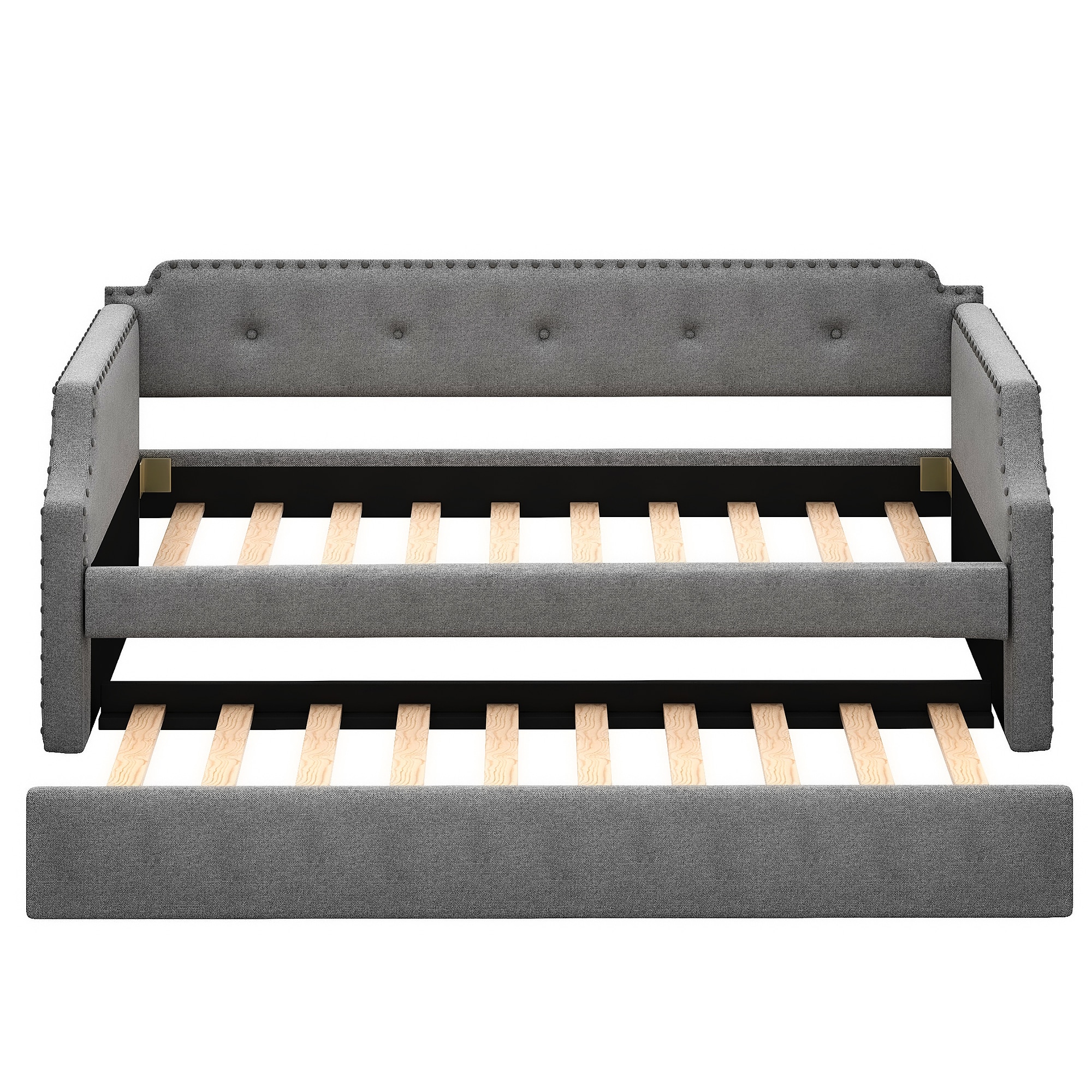 Sumyeg WM-WF196015AAK Twin size daybed Gray Twin Wood Daybed Bed with Storage