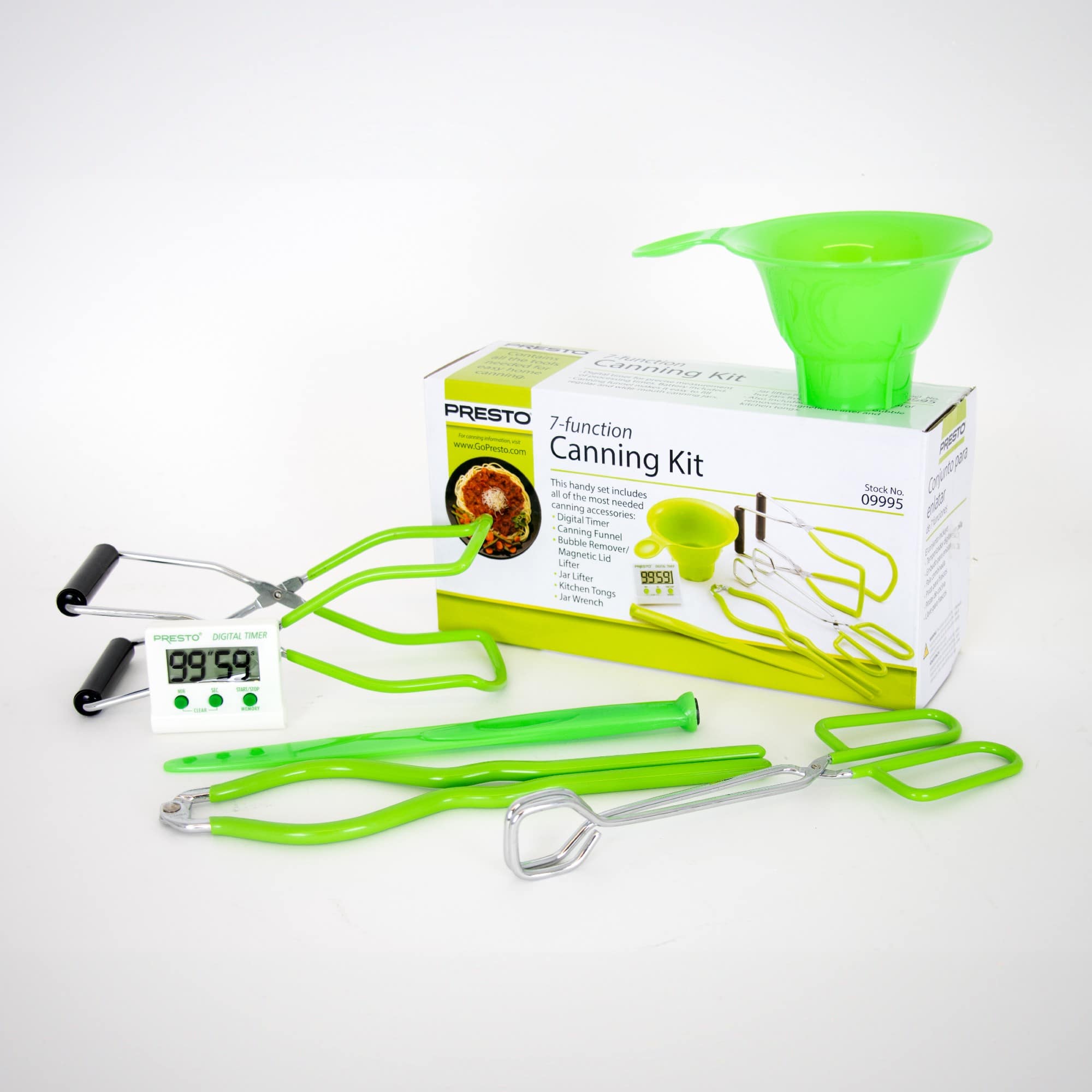 Lehman's Presto 6 Piece Canning Tool Set Funnel Jar Lifter Wrench Tongs Lid Lifter Timer #1099958