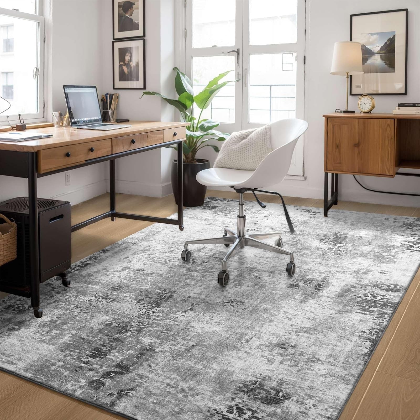 Rifunaw 3x5 Grey Abstract Area Rug Non Slip Washable Boho Entryway ...