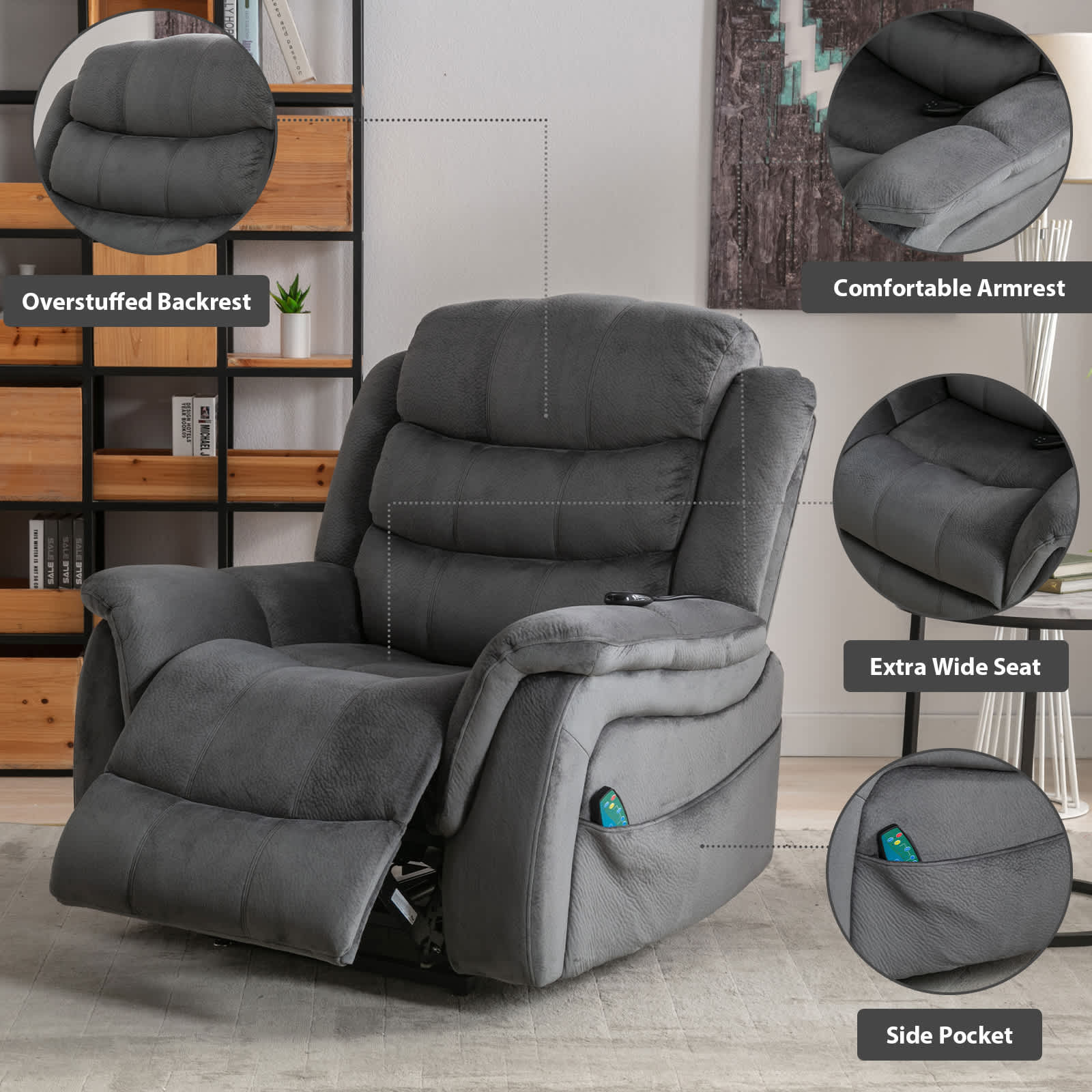 Bestier USLOW-L502740F-DGRE recliners - View #3