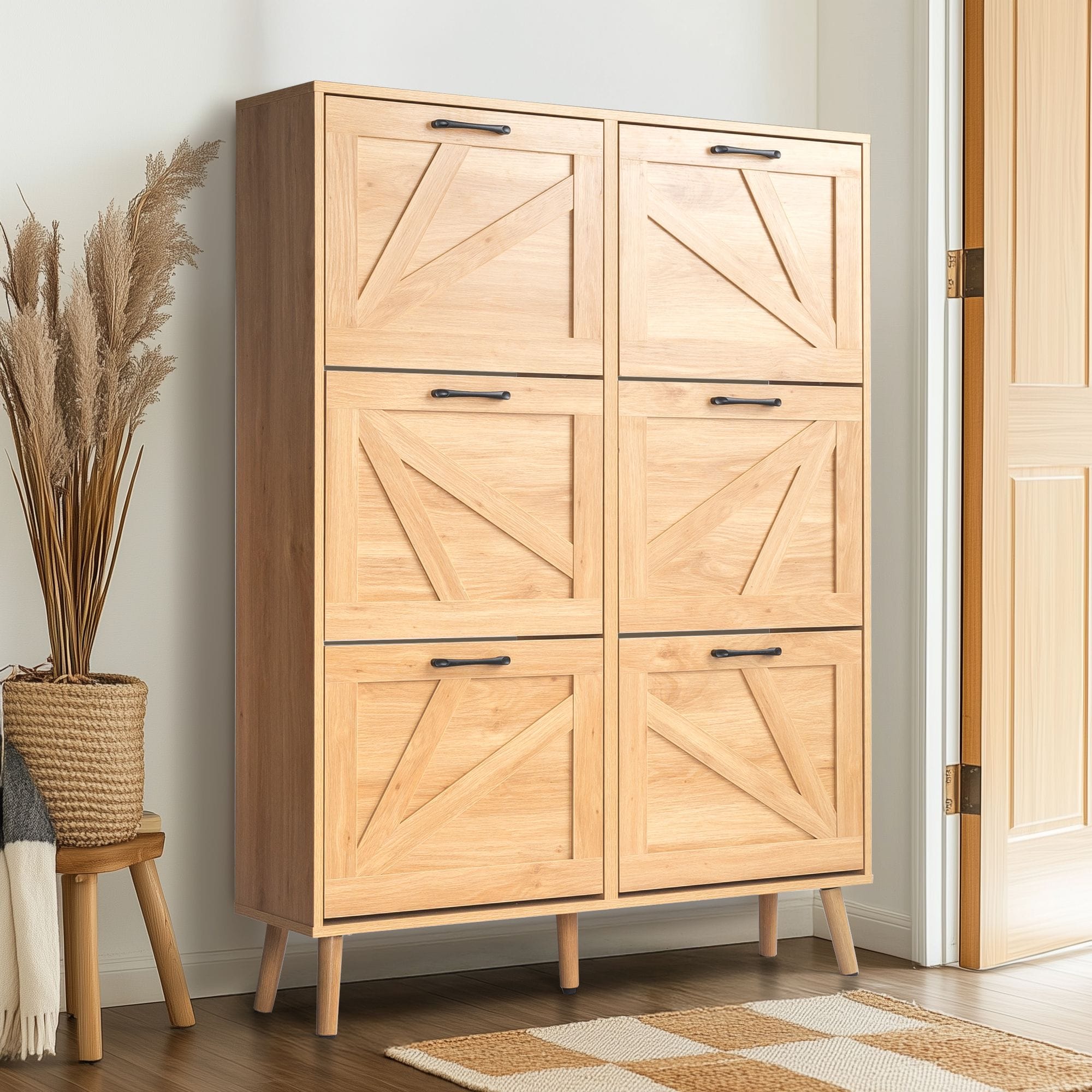 Winado  Wooden 6 Flip Drawers Shoe Cabinet