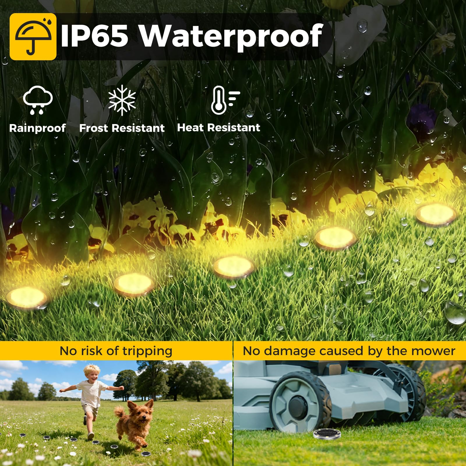 Afoxsos 16 Pack Solar Ground Lights Outdoor 8 LED Mini Flat Solar Disc ...