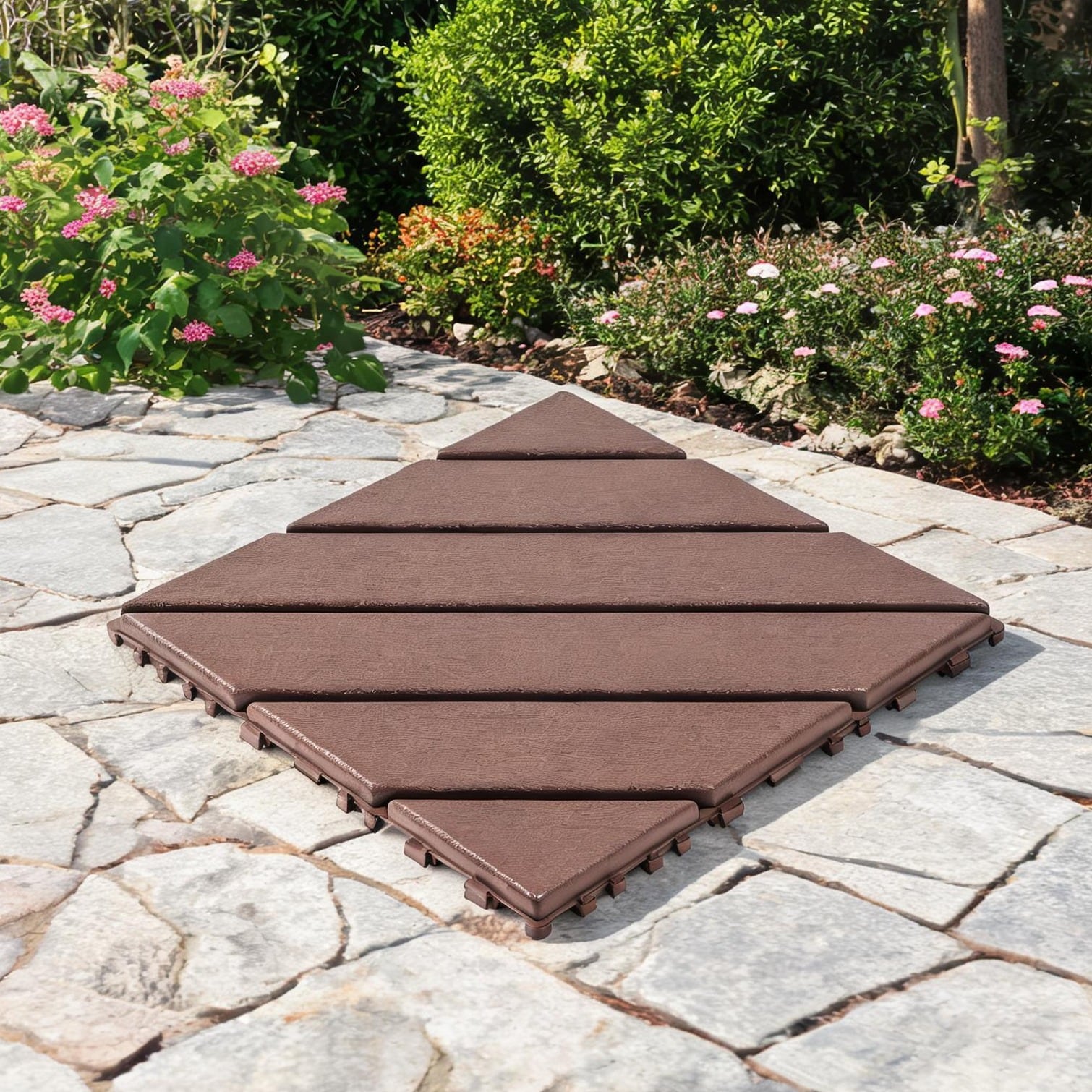 Watnature Plastic interlocking decking tiles 44 packs of terrace decking tiles 12 inches x 12 inches waterproof for all-weather use backyard pool decking tiles Brown