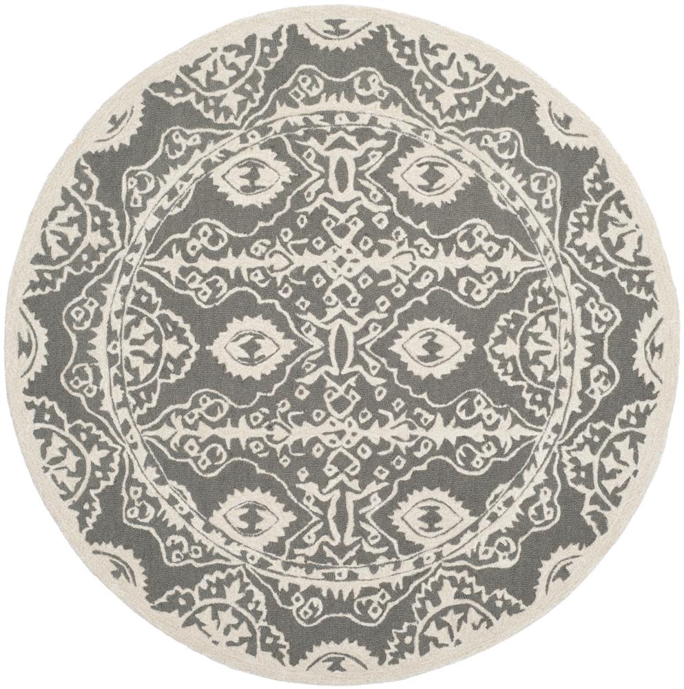 Safavieh BEL134C-5R Bella Soma 5 x 5 (ft) Tufted Wool Dark Gray/Ivory Round Indoor Abstract Oriental Area rug