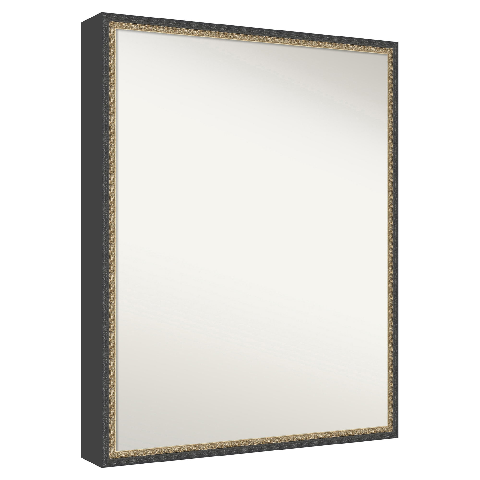 Amanti Art - Non-Beveled Mirror Matinee Black Bronze Framed Wood Bathroom Wall Mirror 29.5 x 23....