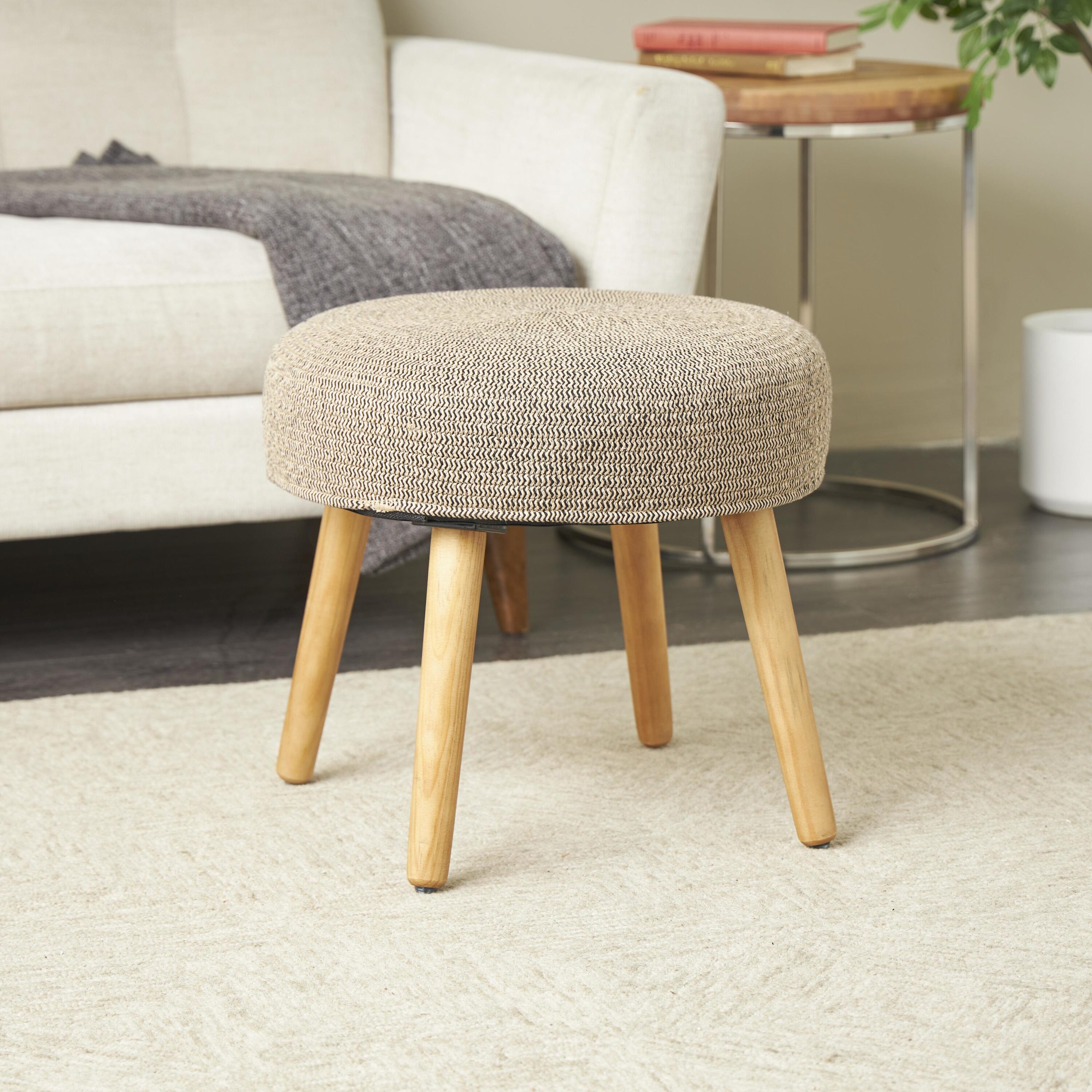 Grayson Lane 821194 Modern Brown Stool Round Ottoman