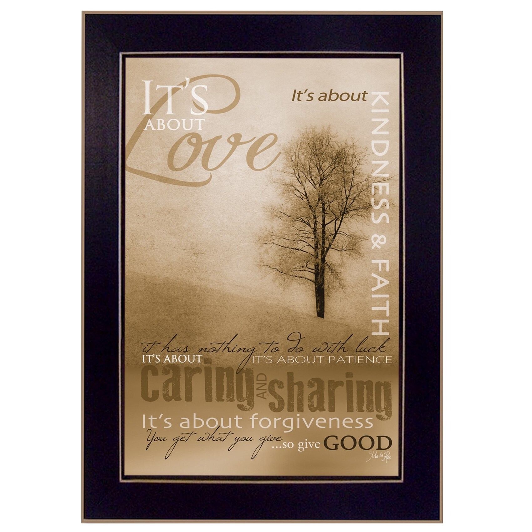 HomeRoots 4000415461 Its About Love 1 Black Wood Framed 10-Inches H x 14-Inches W Inspirational Paper Print