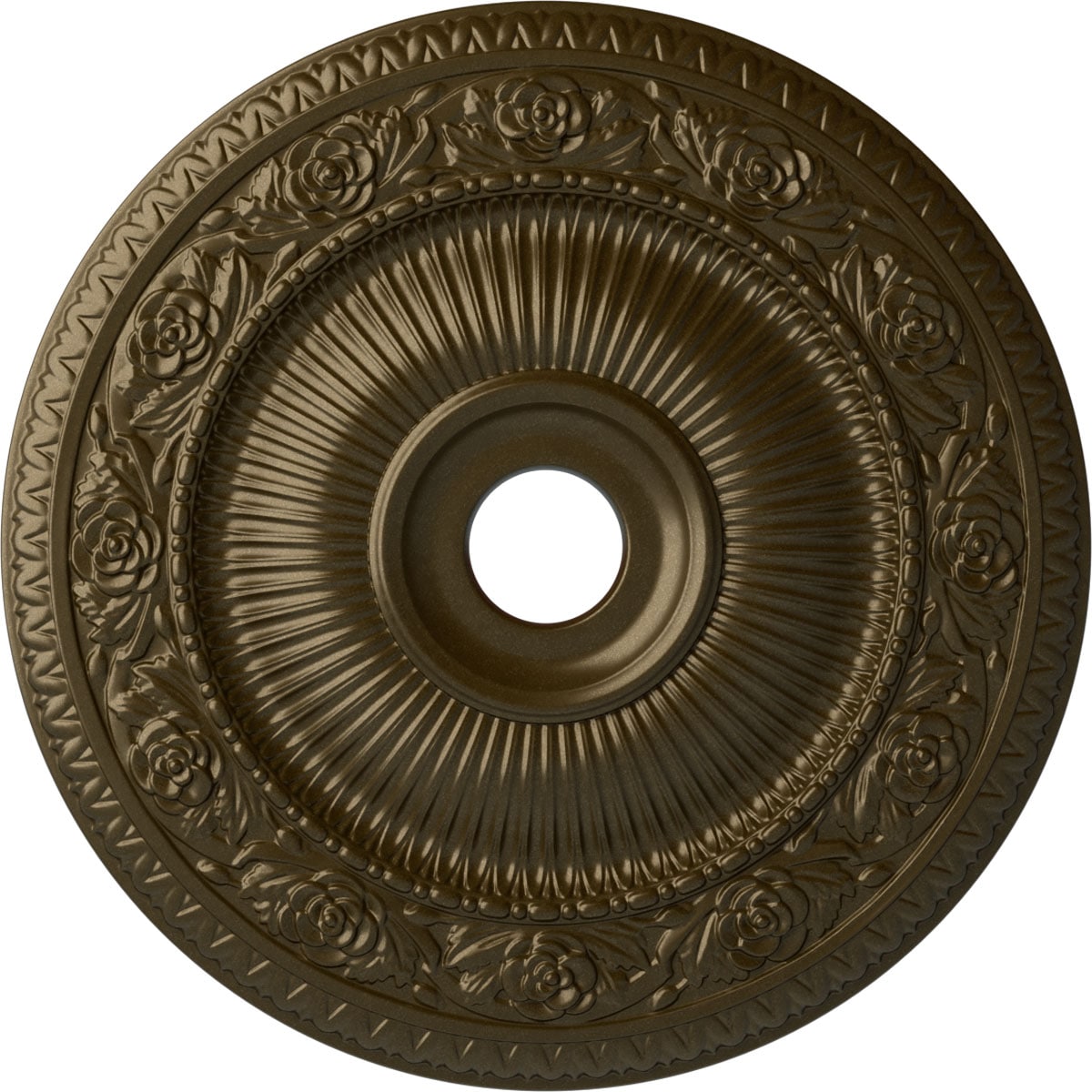 Ekena Millwork CM24LO1BRS Logan 24.25-in W x 24.25-in L Painted Brass Polyurethane Whole Ceiling Medallion