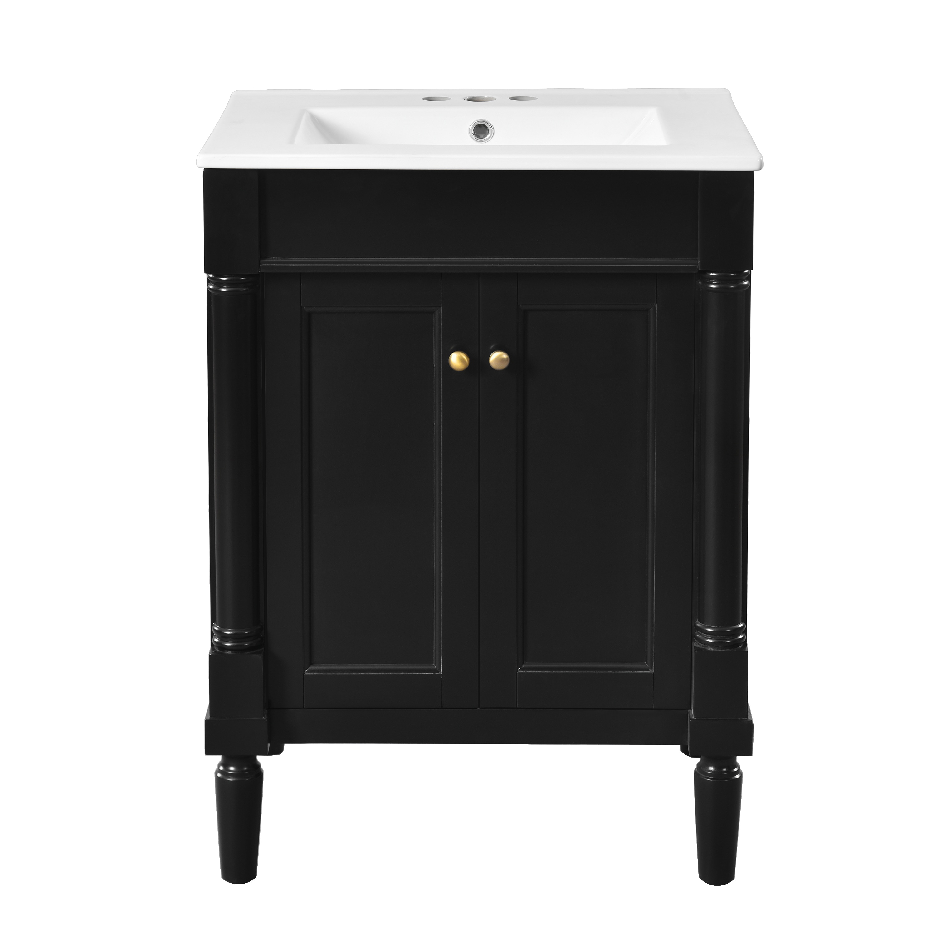 BEARSOLIM 24-in Bathroom Vanity with Ceramic Sink 2 Doors 2-Tier Storage Shelves #DJYC-N710P190503B