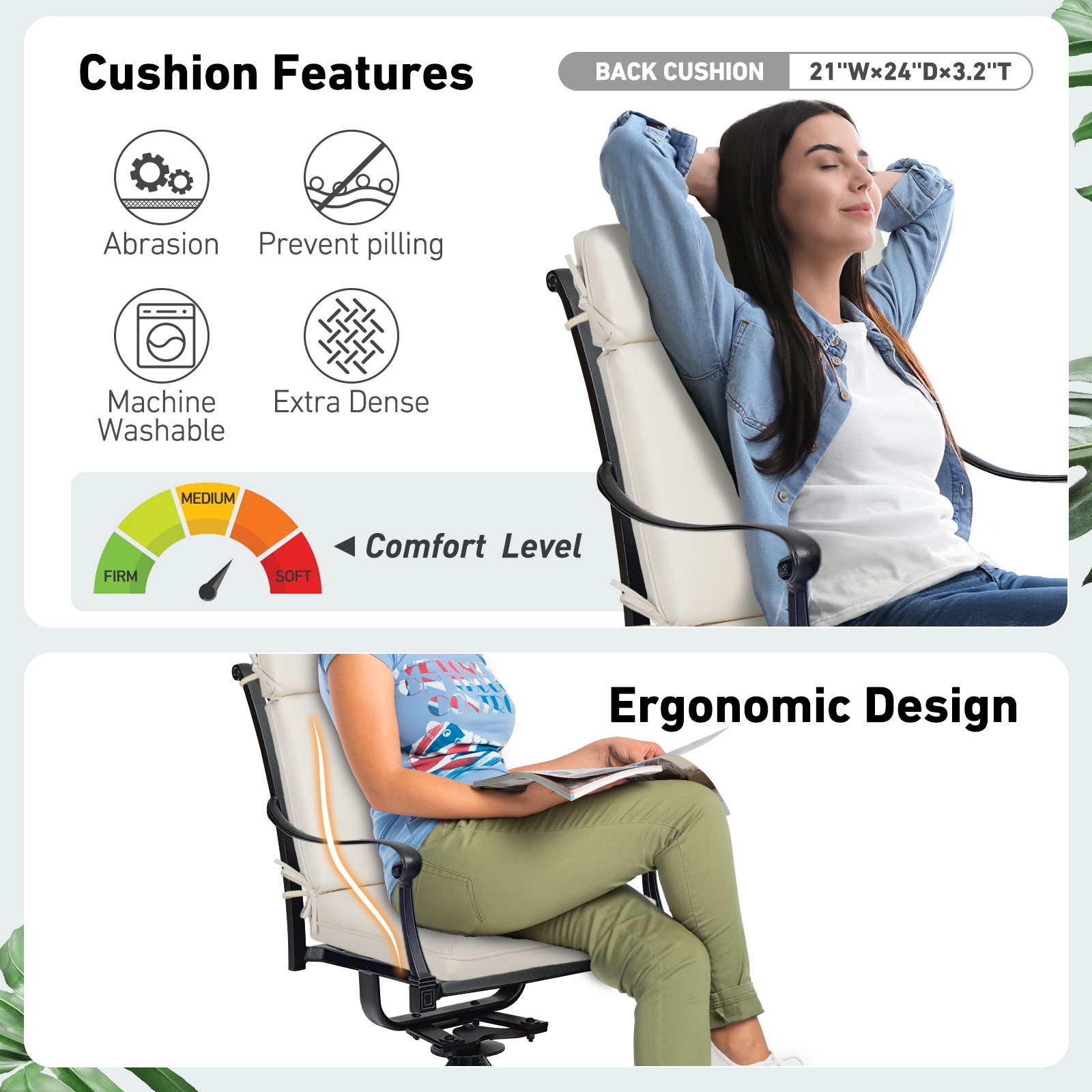 Aoodor A394-PBEBE Patio-Furniture-Cushions - View #7