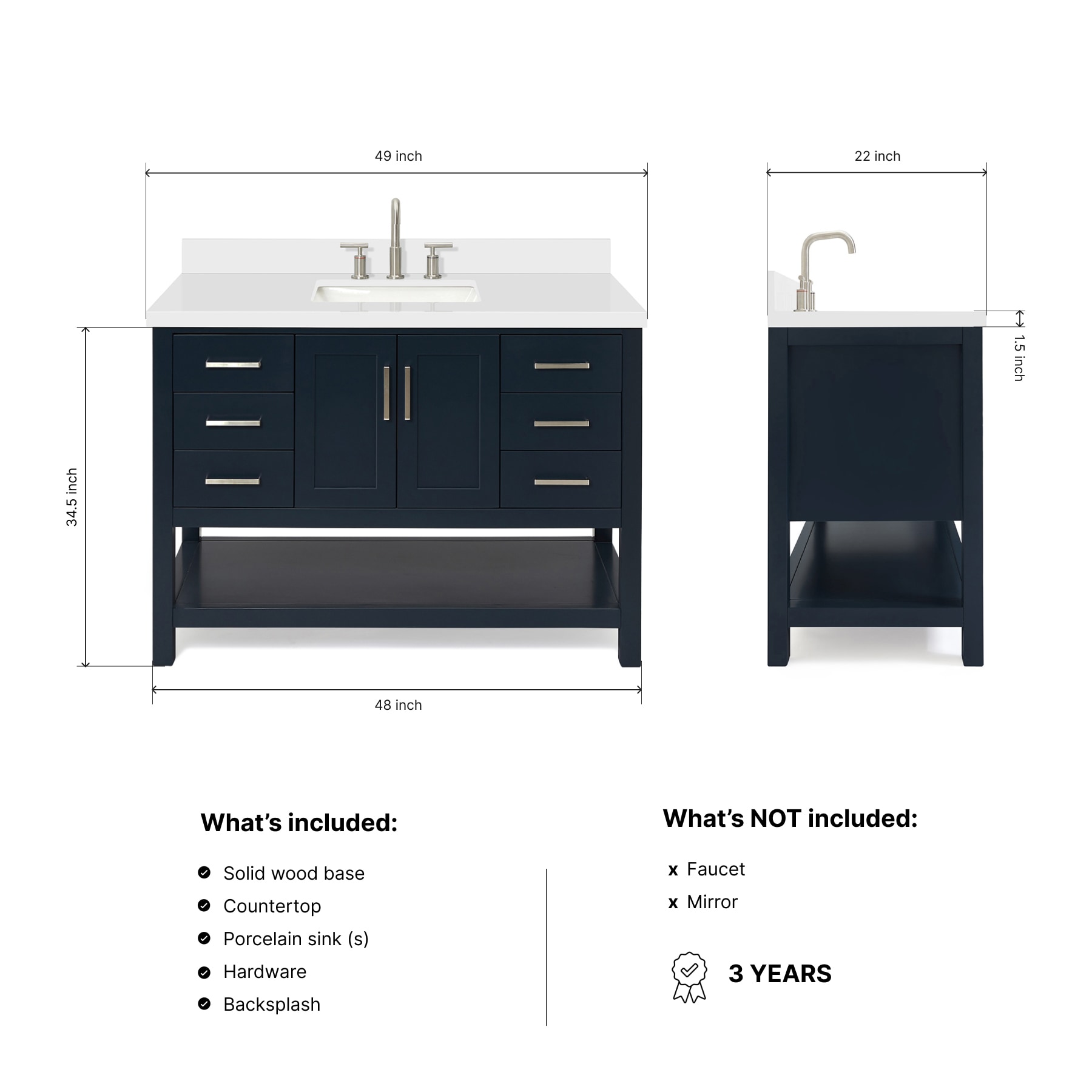 ARIEL S049SWQRVOMNB Bath-Vanity-Combo - View #3