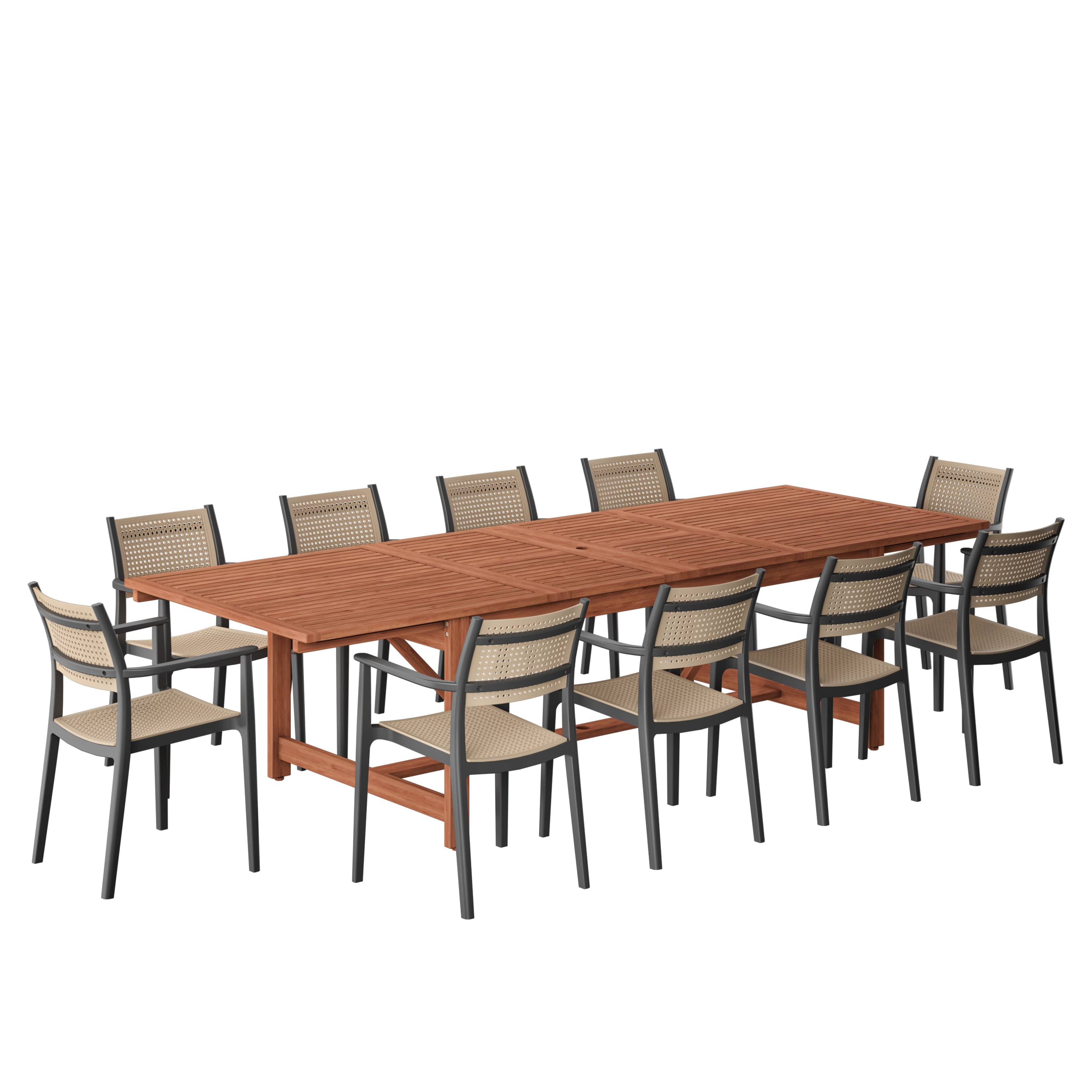 Amazonia LEYPAR-10-ARU BK Urban Elements Sumatra Patio Dining Set for 10 – Perfect for Family and Friends - Modern and Stylish Dining Table with Chairs