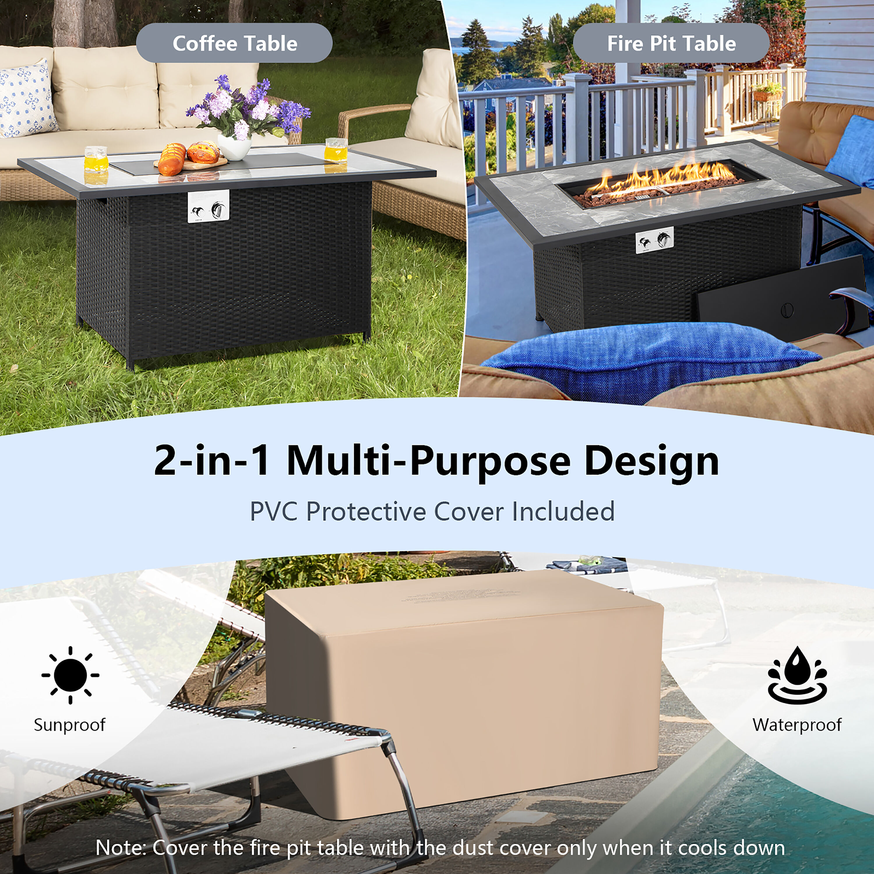 Costway NP10343DK Outdoor-Gas-Firepits - View #3