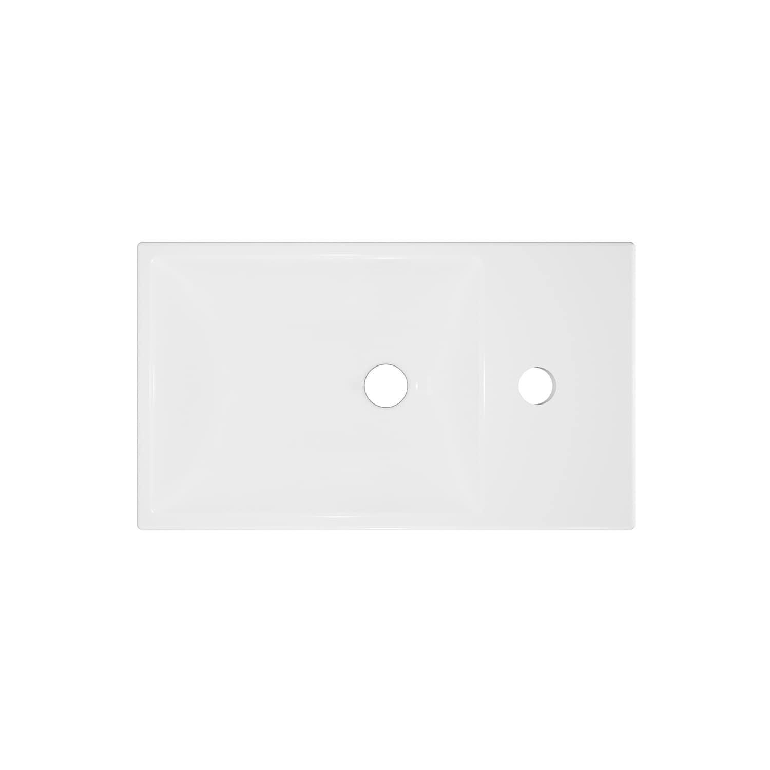 Minimal Glossy White Ceramic Wall-Mount Rectangular Sink