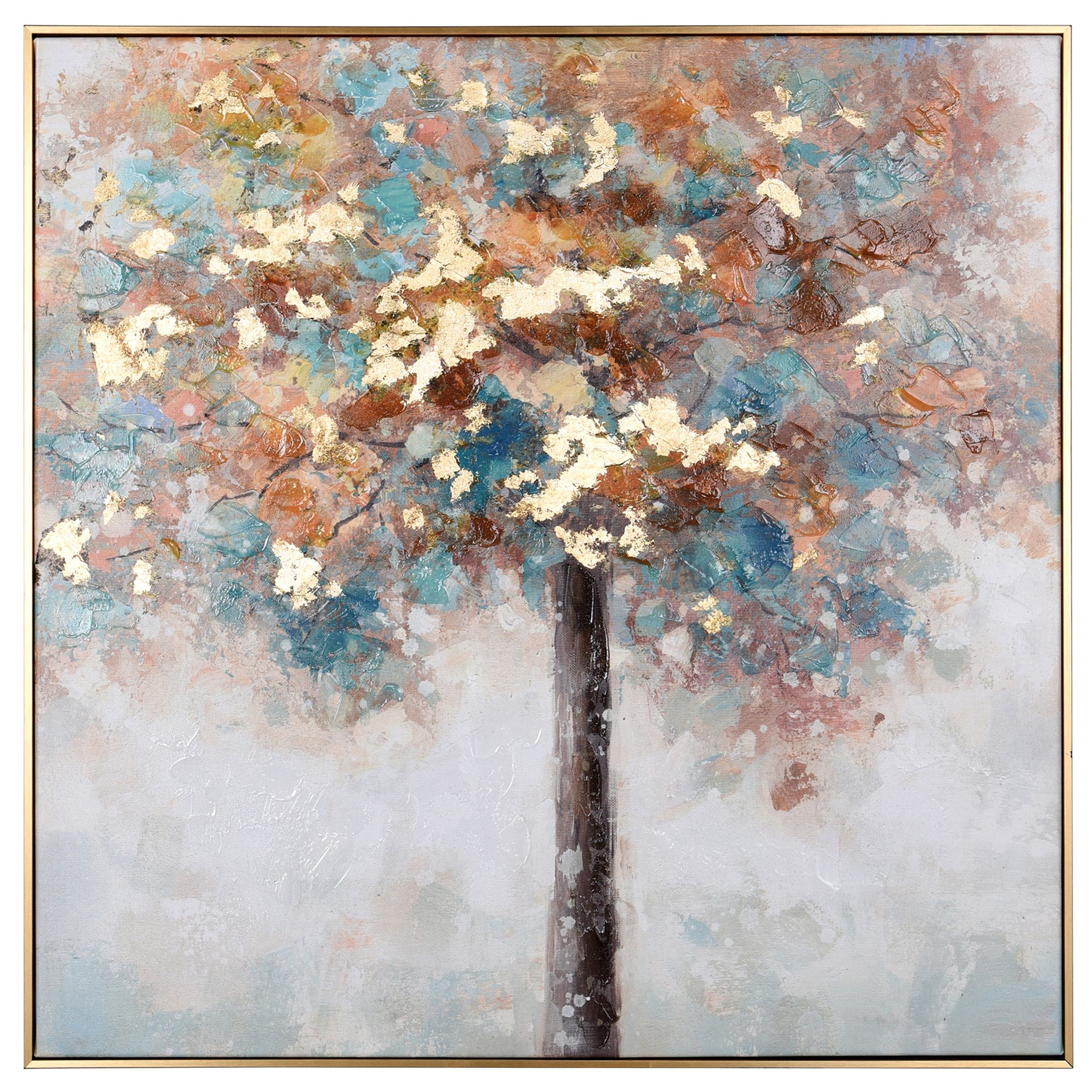 StyleCraft Home Collection WI34005DS Gold Framed 28-in H x 28-in W Floral Print on Canvas