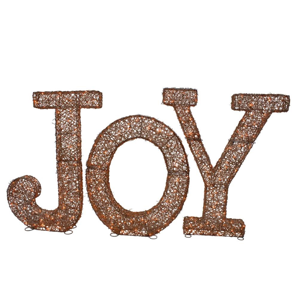  W12H1469 48-Inches Freestanding Joy Sign with Clear Incandescent Lights