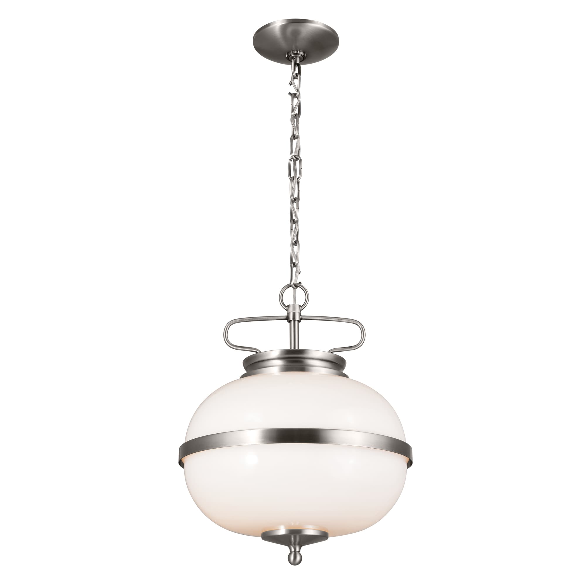 Kichler 52478CLP Opal 2 -Light Classic Pewter Farmhouse Opal glass Globe Medium Hanging Pendant light