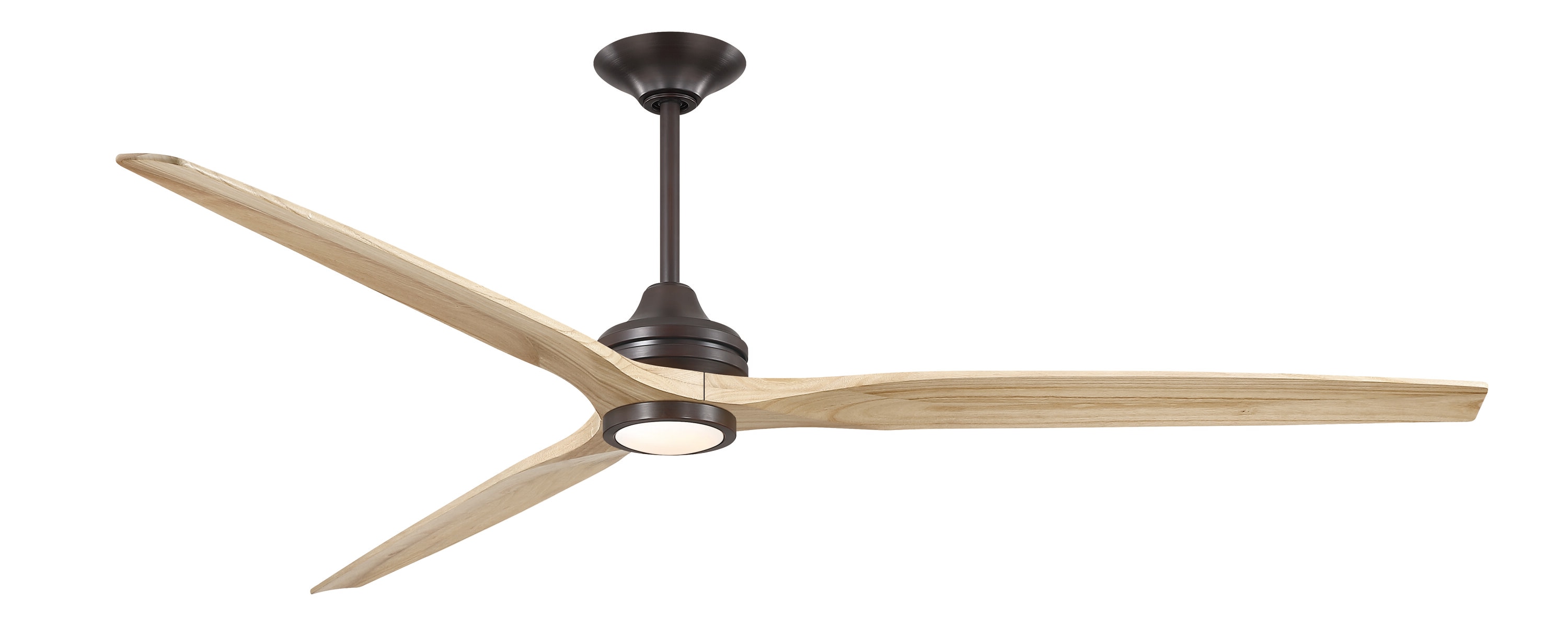 Fanimation Spitfire 84-in Dark Bronze with Natural Blades Color-changing Integrated LED Indoor/Outdoor Smart Propeller Ceiling Fan with Light and -  FPD6721BDZ-84N-LK