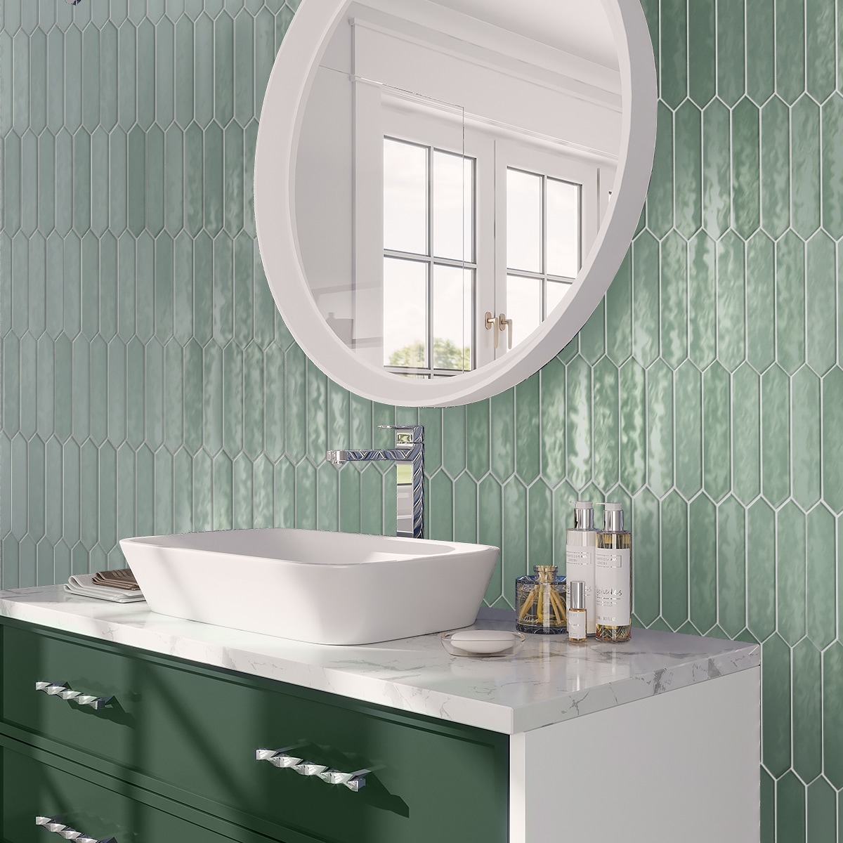 Apollo Tile Festa Pistachio Green 2-in x 10-in Glossy Ceramic Stone ...