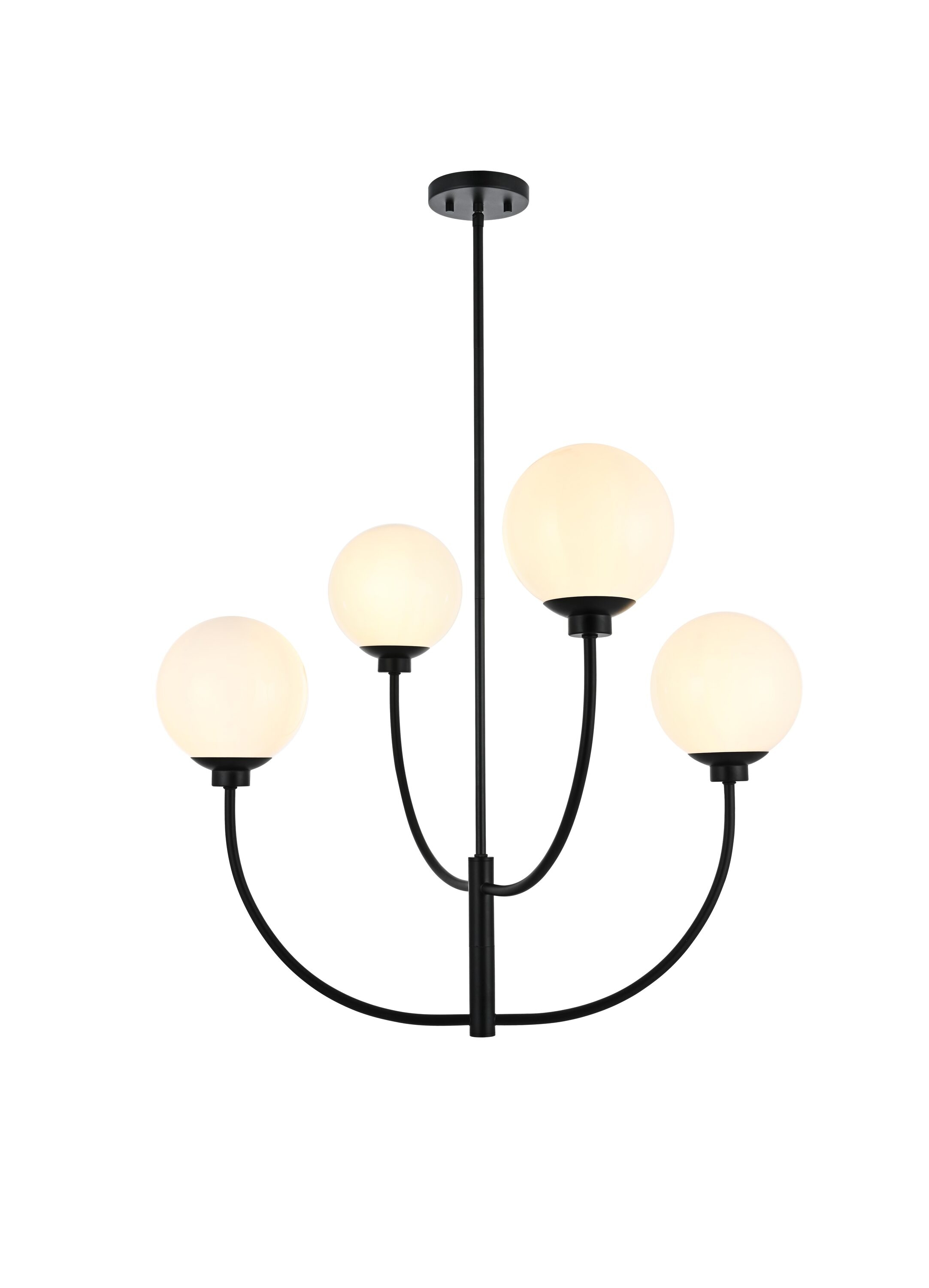 Elegant Decor HFDL2442D30BK Home Furnishing 4 -Light Black Modern/contemporary For Use in Bedrooms, Dining Rooms, Foyers, Kitchens, Living Rooms Chandelier