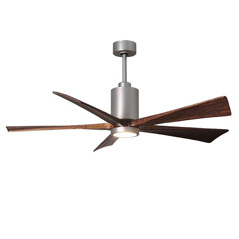 Matthews Fan Company PA5-BN-WA-60 Patricia-5 60-in Color-Changing Integrated LED Outdoor Brushed Nickel with Walnut Tone Blades Ceiling Fan With Light - Remote Included ( 5 -Blade )