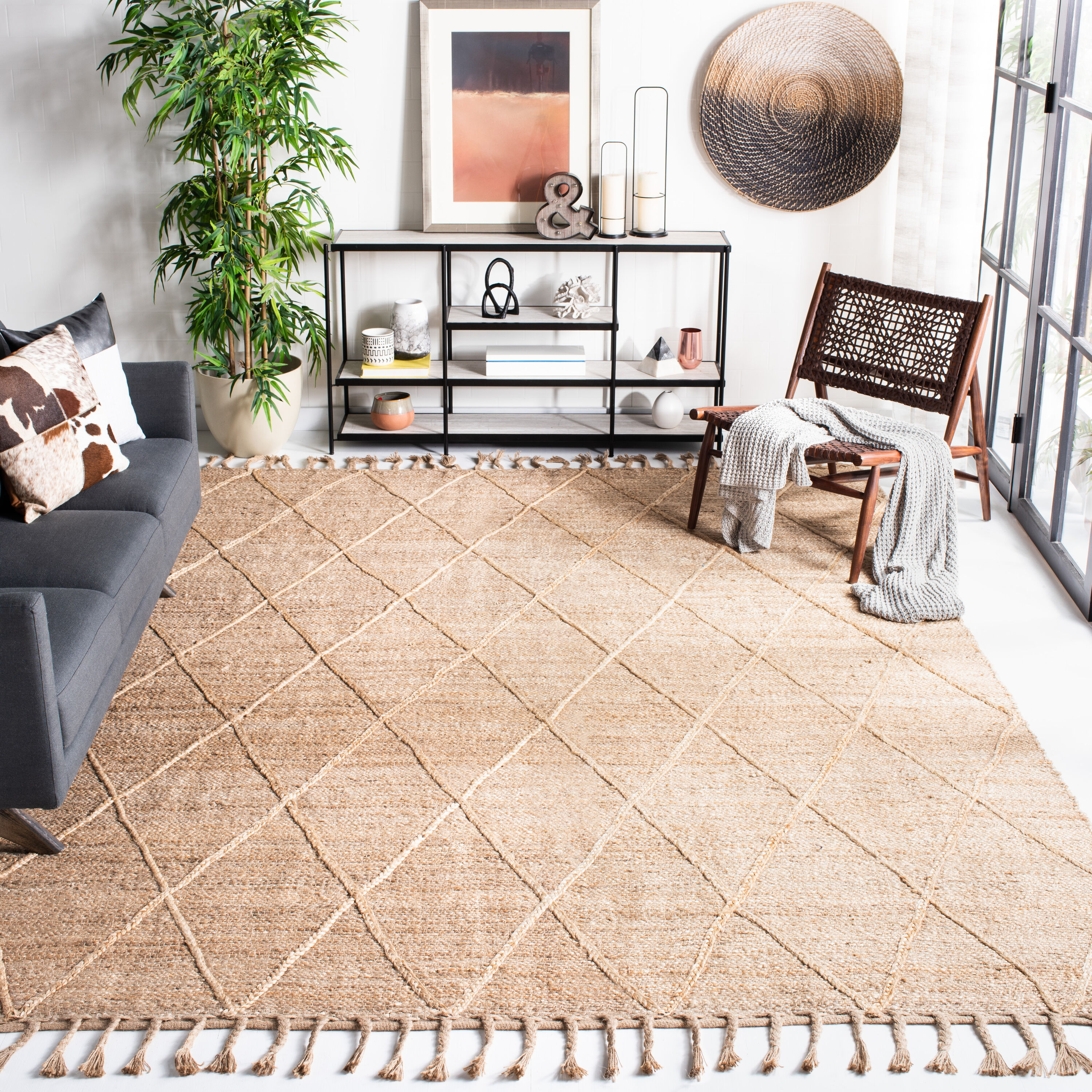  Natural Fiber 107 Natural Bohemian 10ft x 14ft Large Rectangle Rug