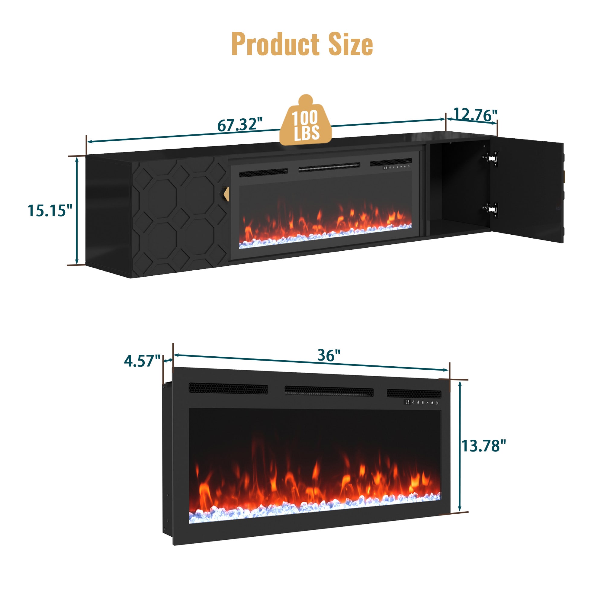 Clihome CL-JHZH008-BK Electric-Fireplaces - View #15