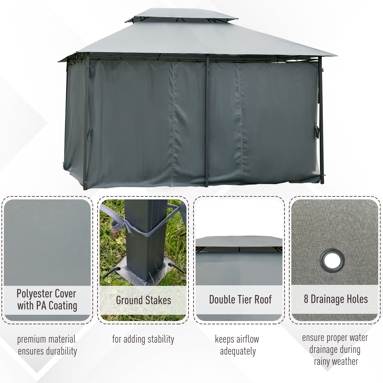 Outsunny 84C-099GY Wood-Resin-Gazebos - View #5