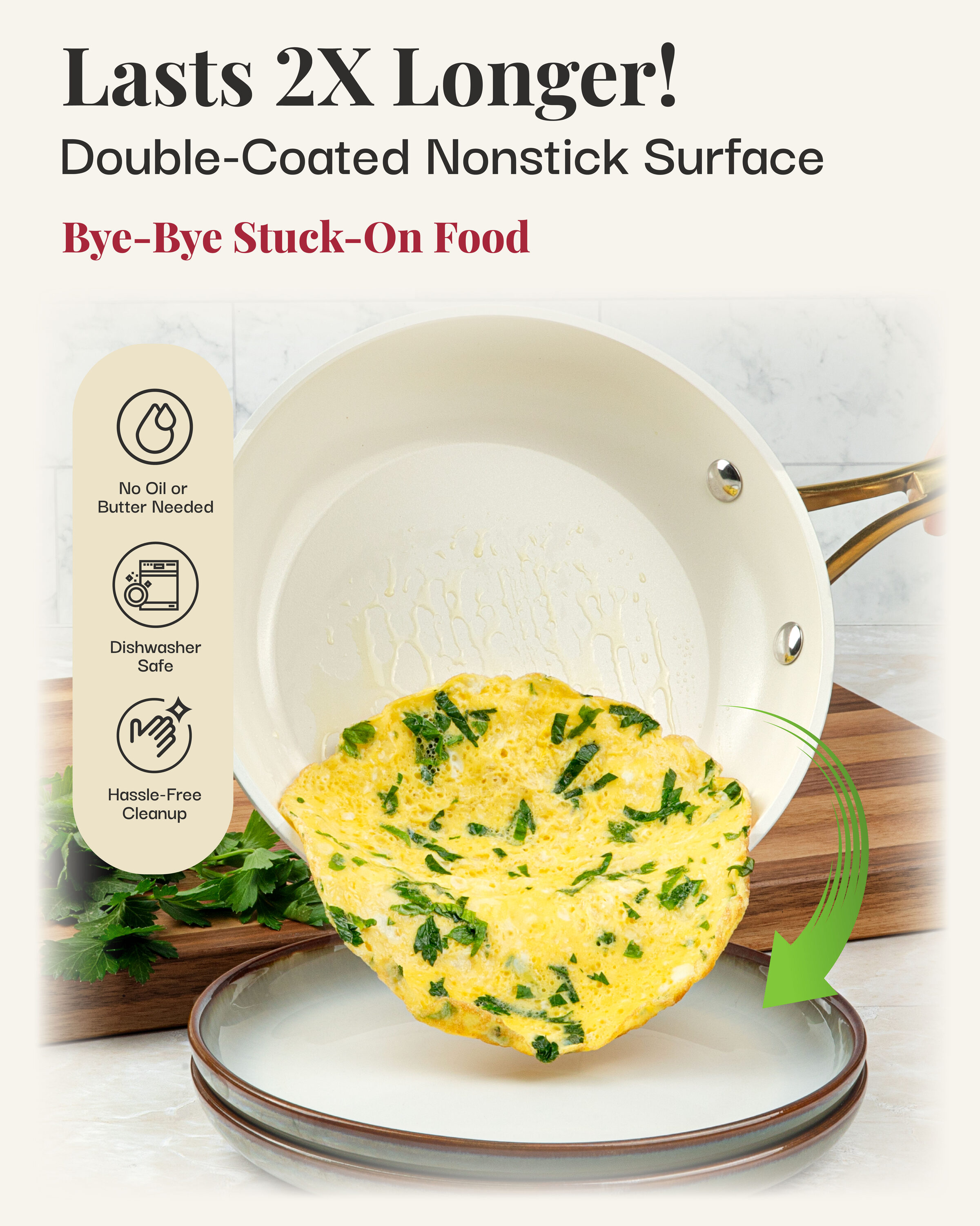 Cream and Gold 15-Piece Nonstick Ceramic Cookware Set