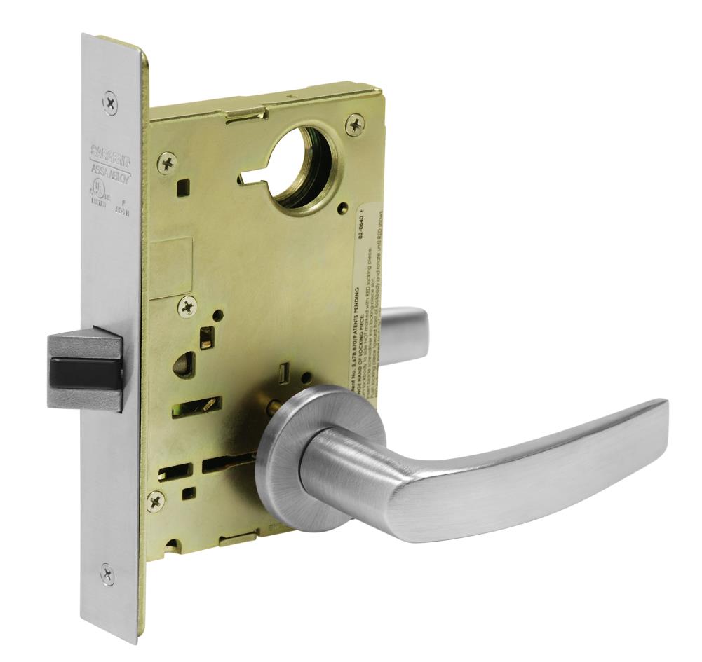 SARGENT 8215 LNB 26D 8200 Series Sargent 8200 Series Mortise Lock Satin Chrome Interior/Exterior Passage Door Handle