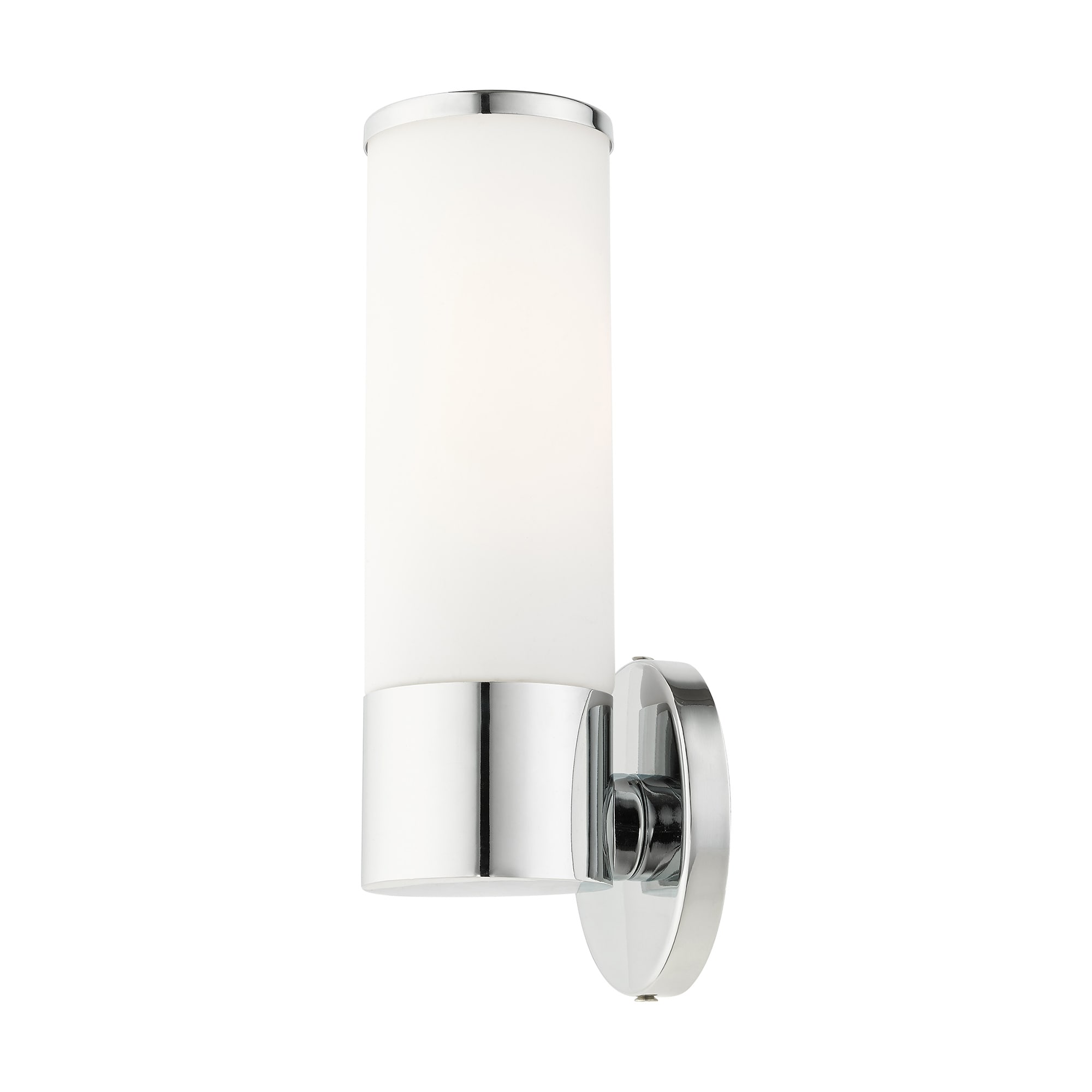 Polished Chrome Steel Wall Sconce with Opal Glass Shade