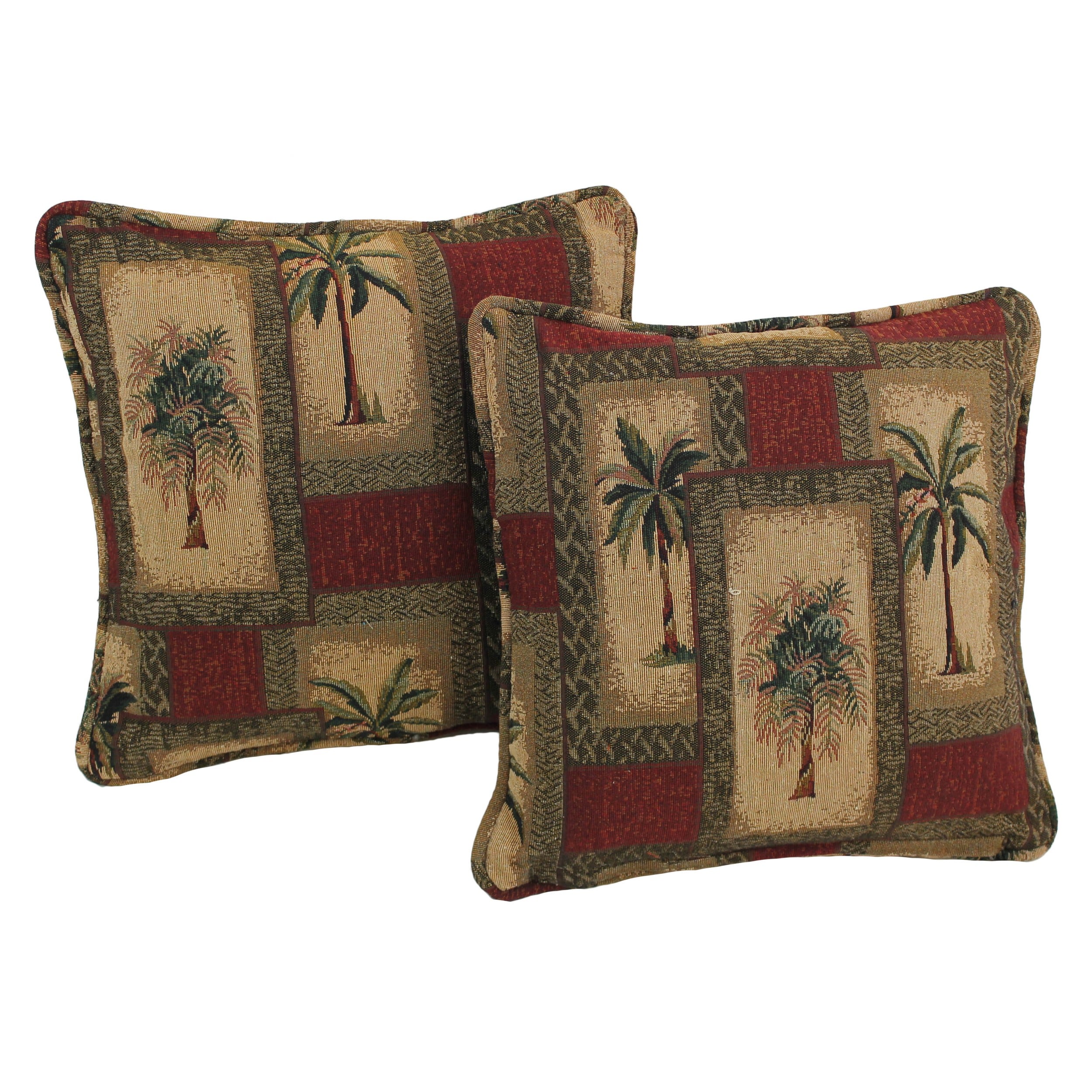 Blazing Needles 9810-CD-S2-TP-49 2 -Piece 18-in x 18-in Palm Springs Square Indoor Decorative Pillow