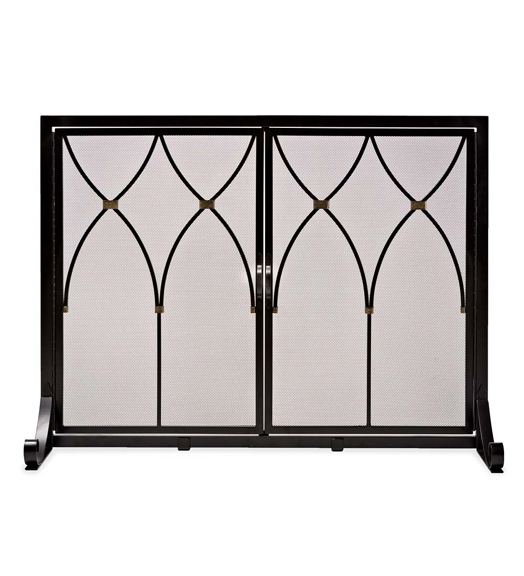Evergreen 66H33 Black 30-in to 37-in W x 25-1/2-in to 32-1/2-in H (Medium) Cabinet-style Fireplace Doors with Clear Glass