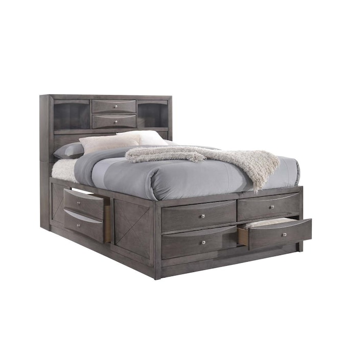 Picket House Furnishings Madison Gray, Queen Size Captains Bed With Drawers