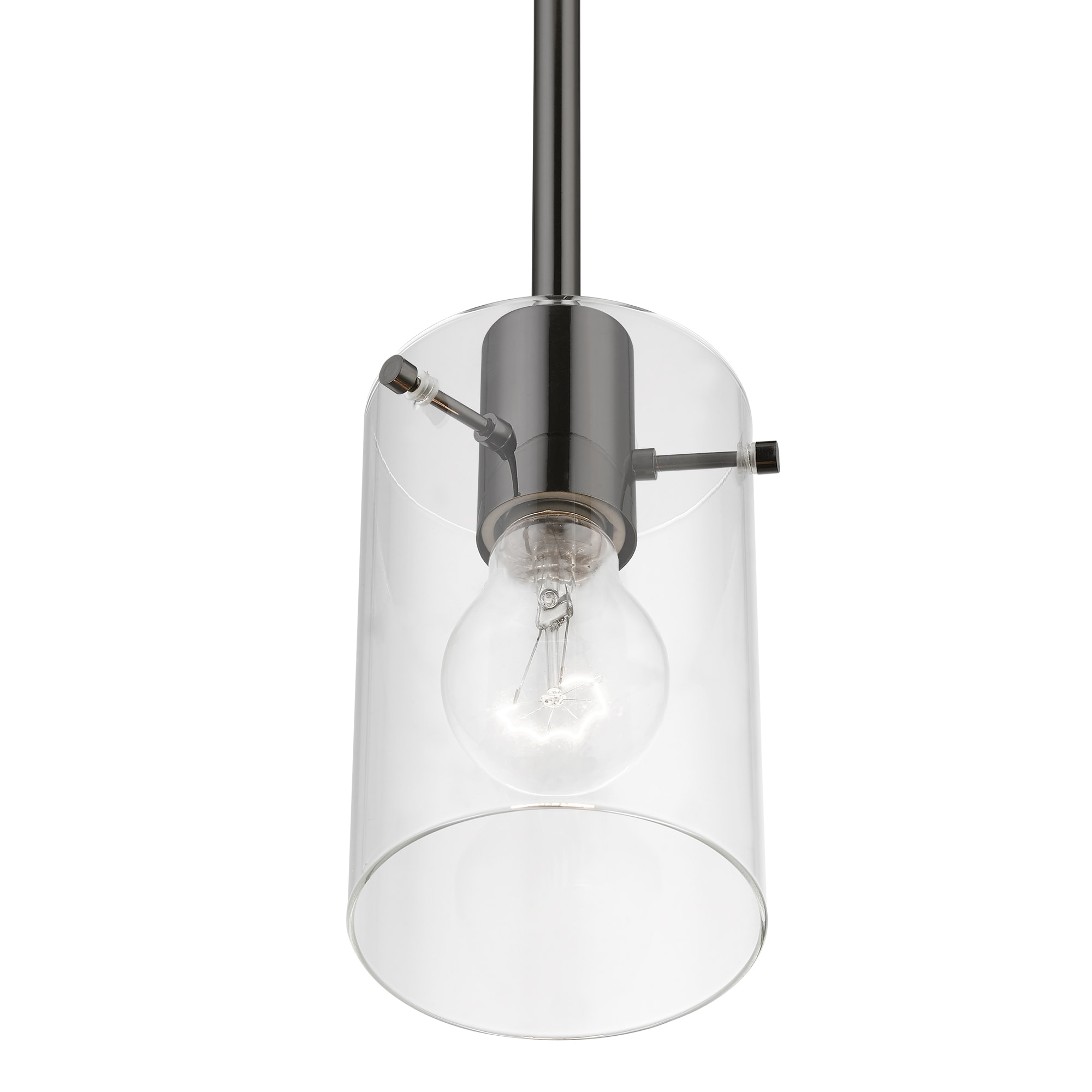 Munich Mini Pendant in Black Chrome with Clear Glass Shade