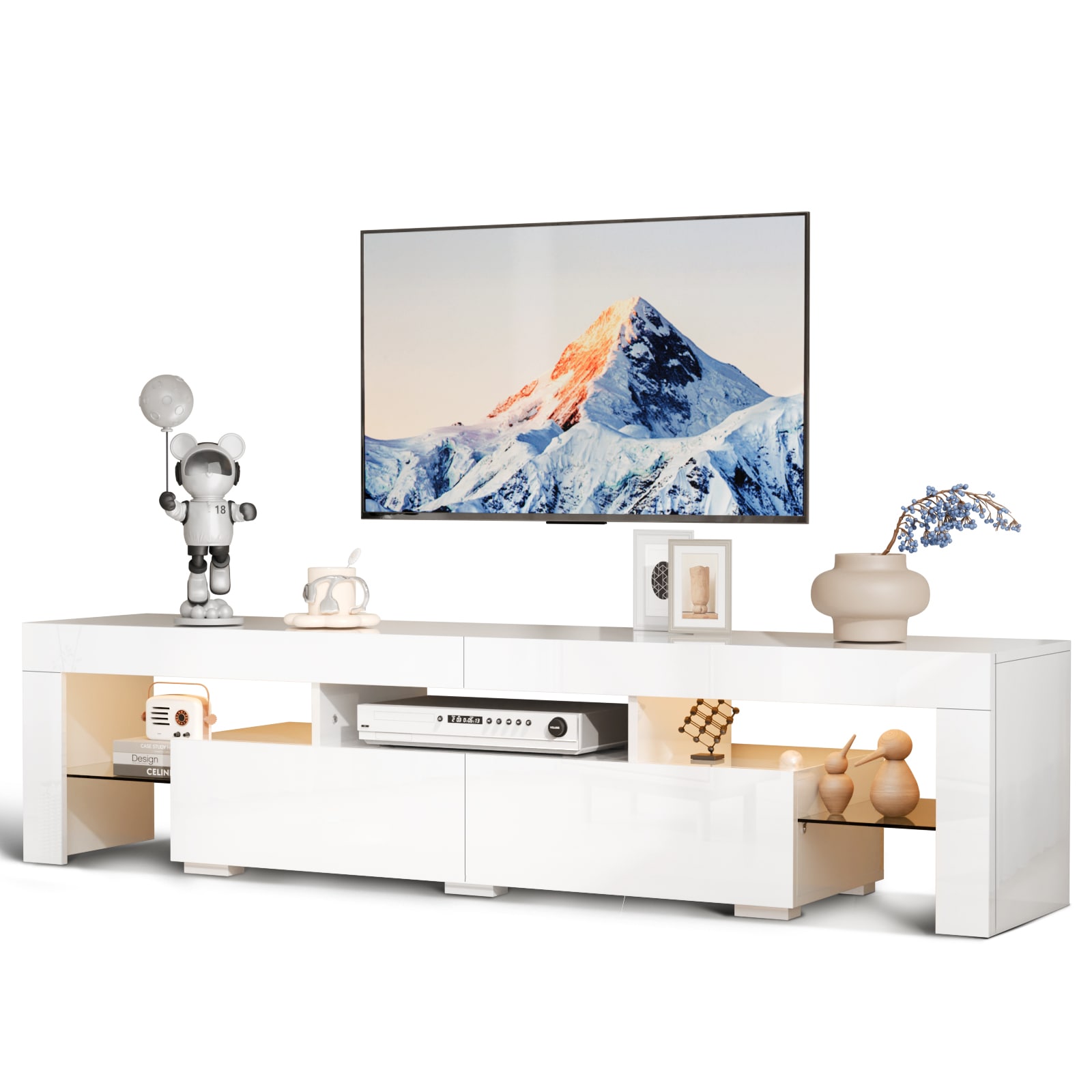 Outopee LO1G52005582 Modern/Contemporary White TV stand ( Accommodates TVs more than 70-in )