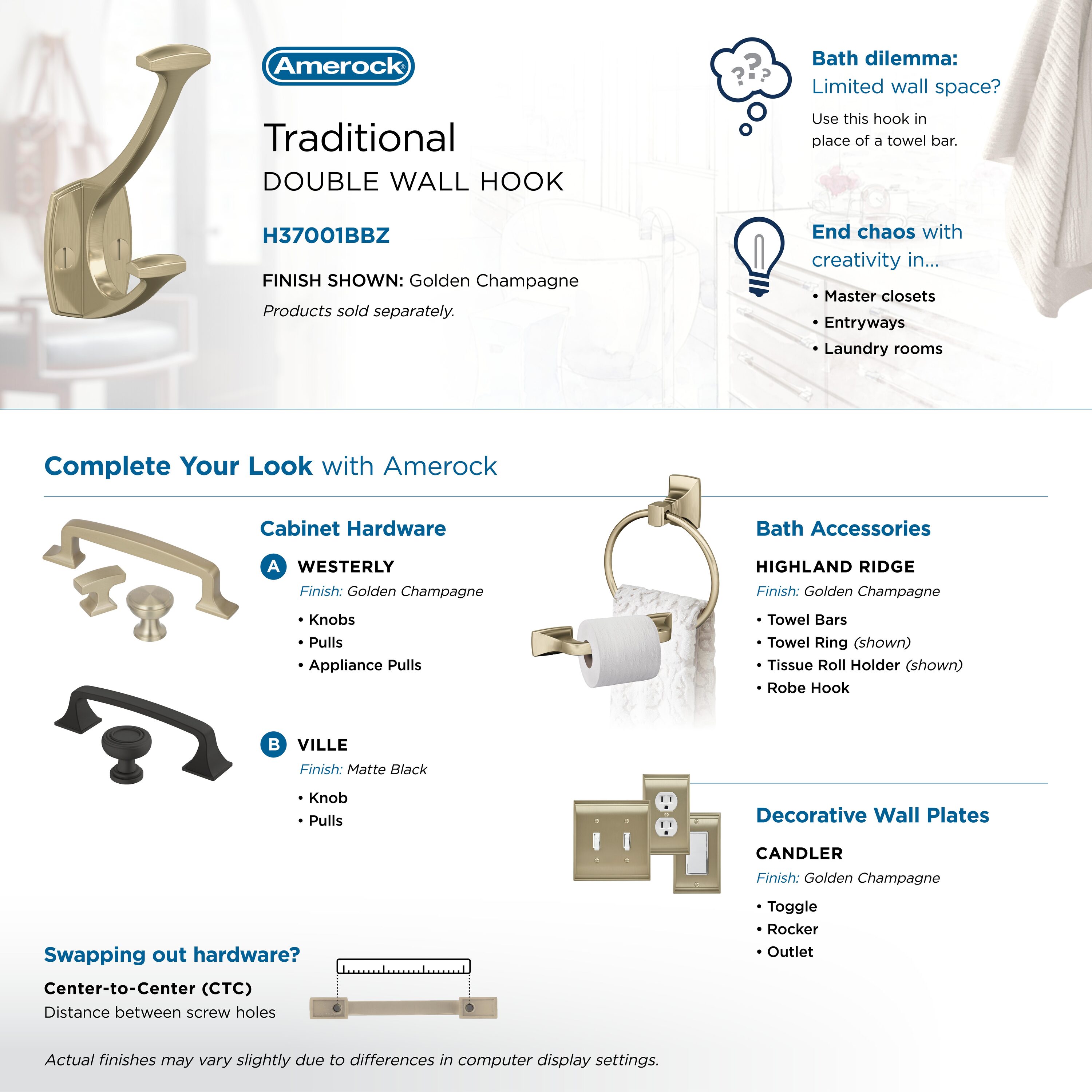 Amerock H37001BBZ Decorative-Wall-Hooks - View #6