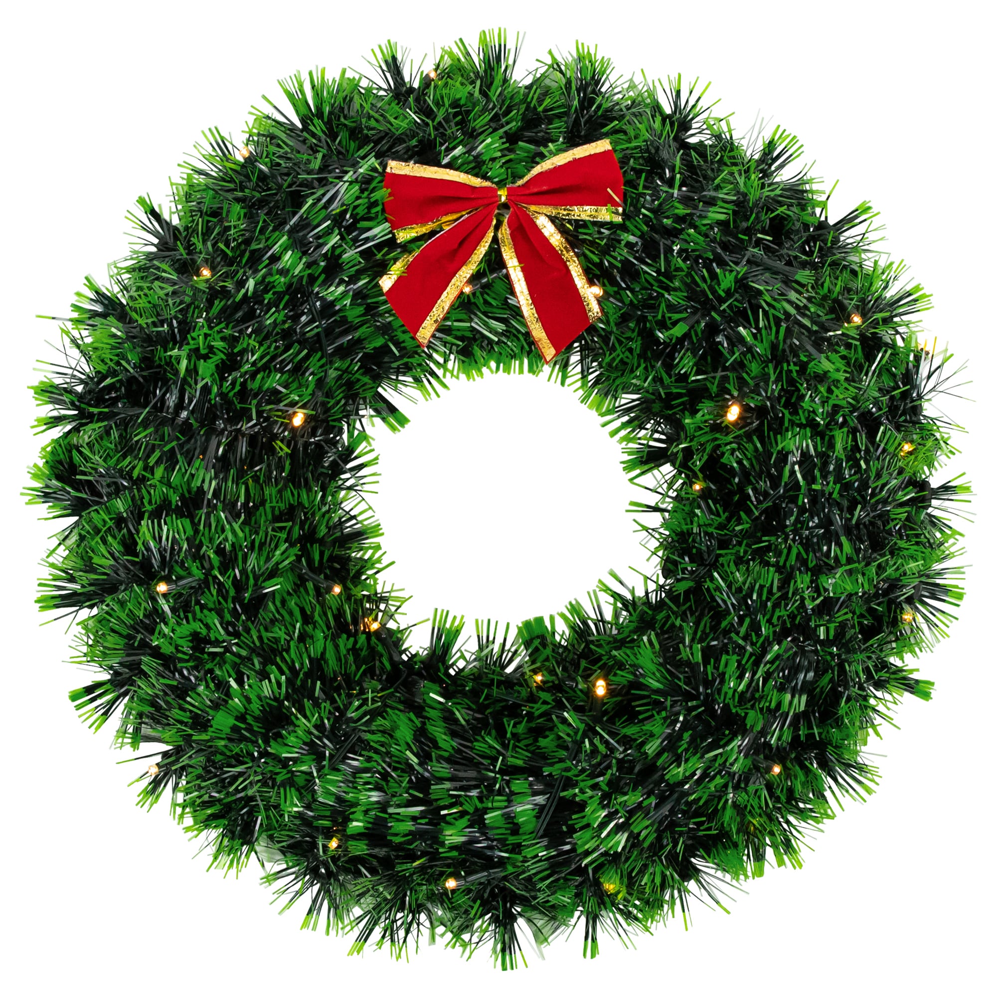 Northlight 34338793 17-in Pre-lit Indoor/Outdoor Battery-operated Green Tinsel Artificial Christmas Wreath