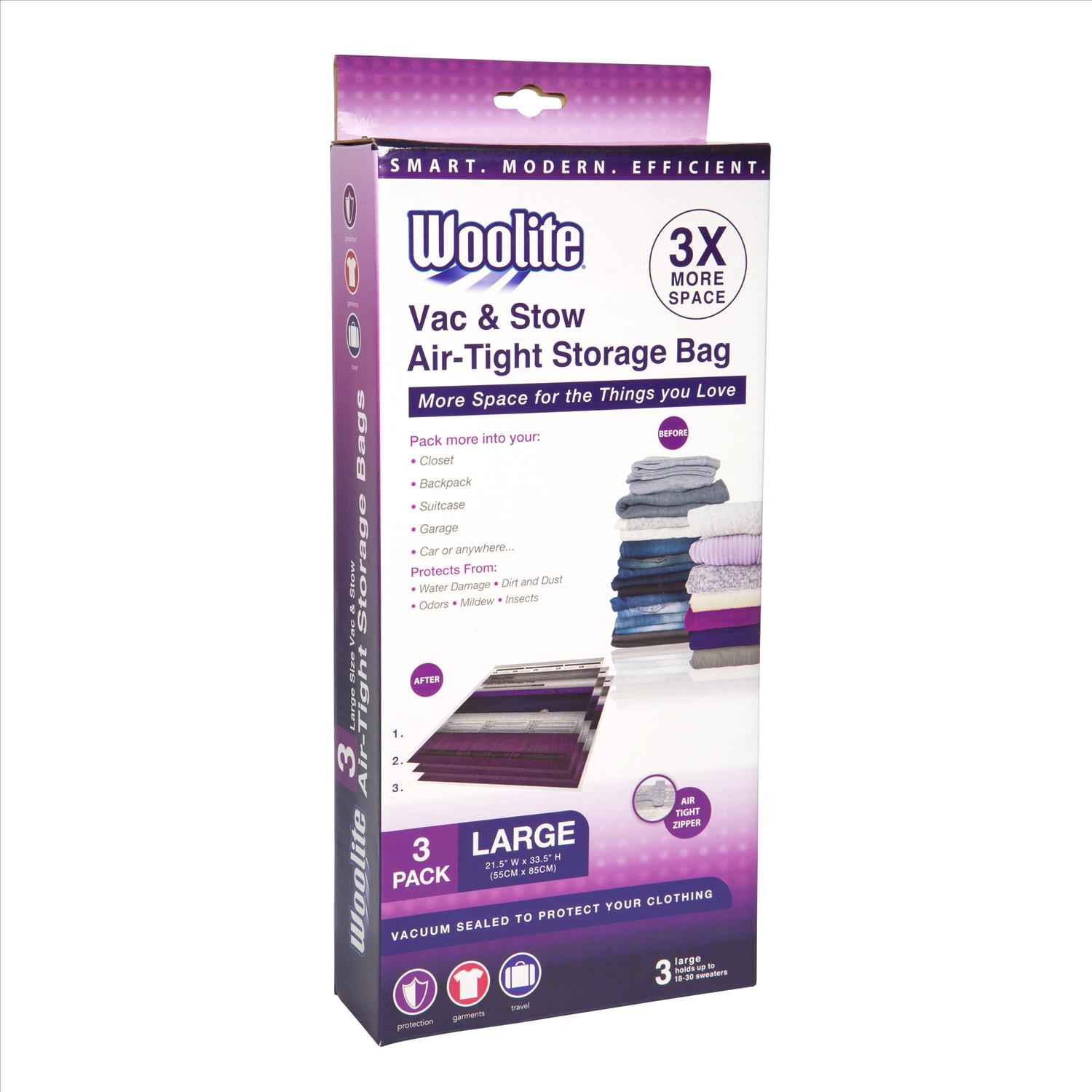 Woolite 35 x 48 Air Tight Vacuum Storage Bags 3pk