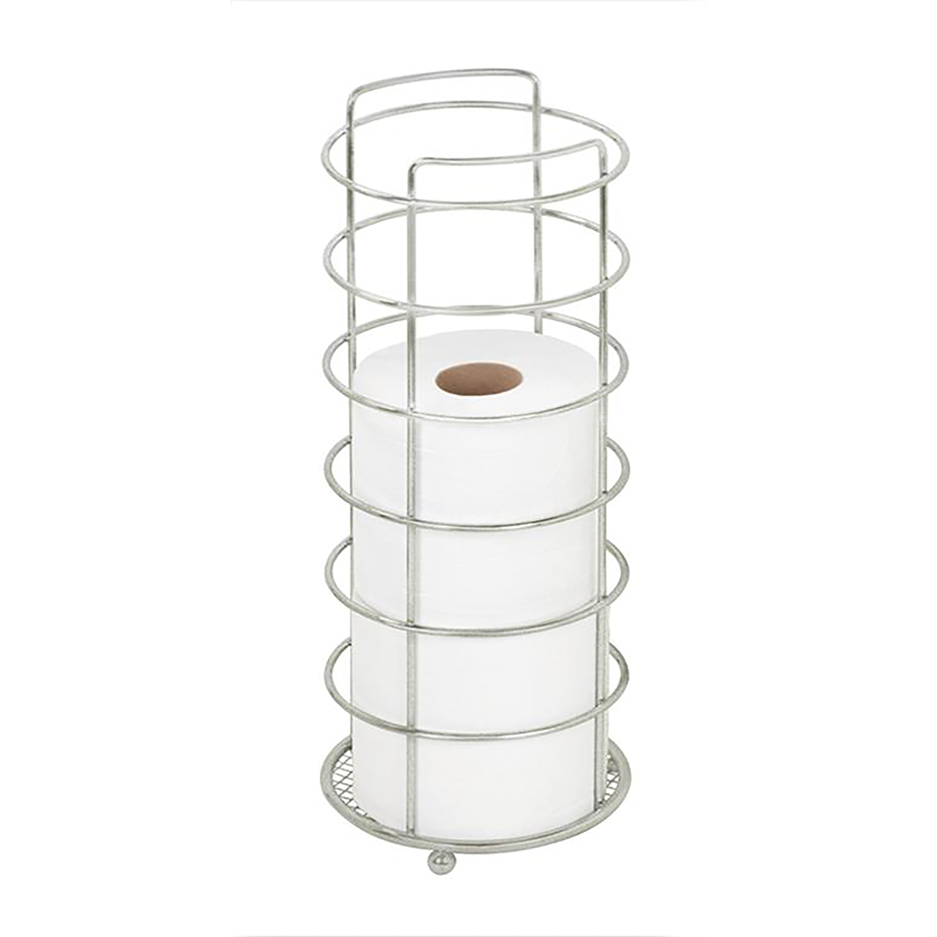 Bath Bliss 4300-SAT Satin Freestanding Basket Toilet Paper Holder 3 -Rolls with Storage