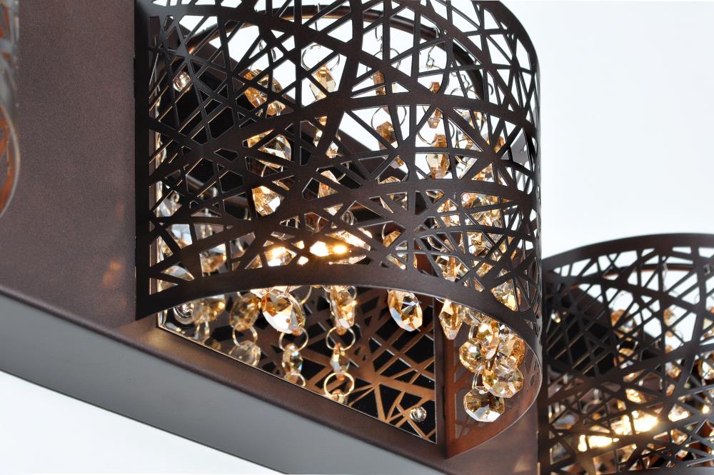 Luxurious Bronze 4-Light Vanity with Cognac Crystal Accents