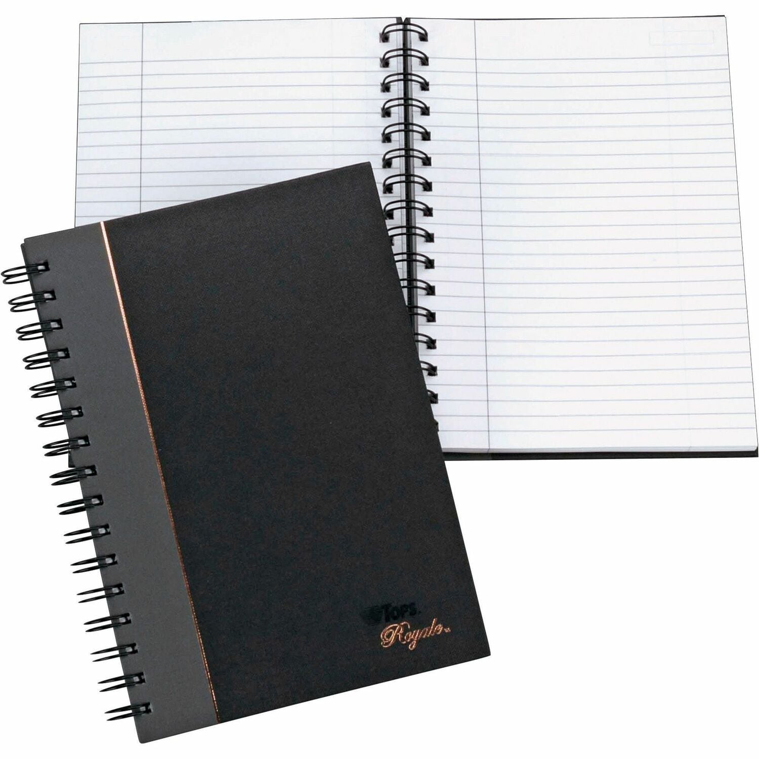 Tops SPRTOP25330 Royale Wirebound Business Notebooks 1 Subject Medium College Rule Black Gray Cover 96 825 x 588 Sheets
