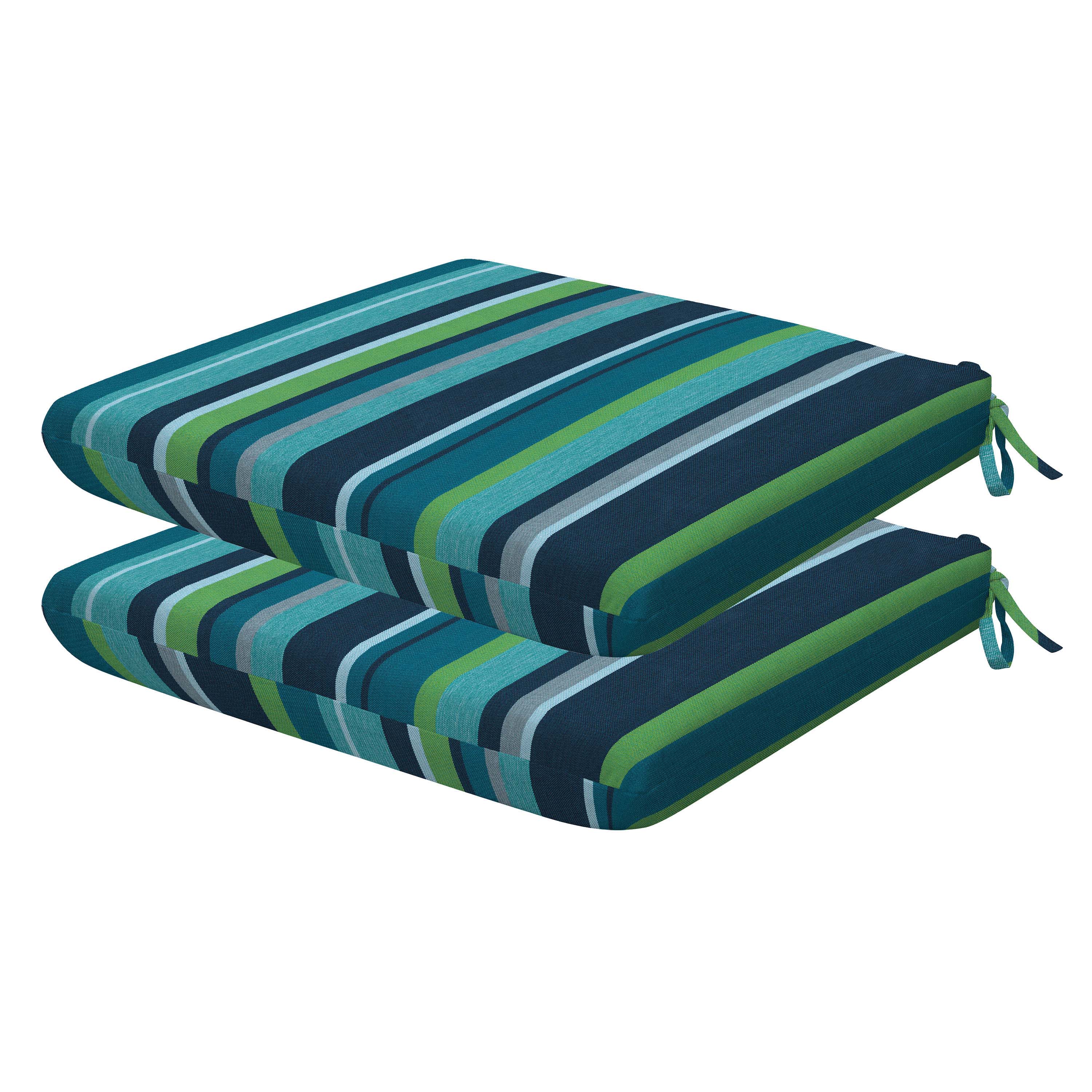 3i Products LO1313-201A144 Stripe Poolside Universal Seat Cushion 2pk 17.5-in x 18-in 2 -Piece Poolside Seat pad