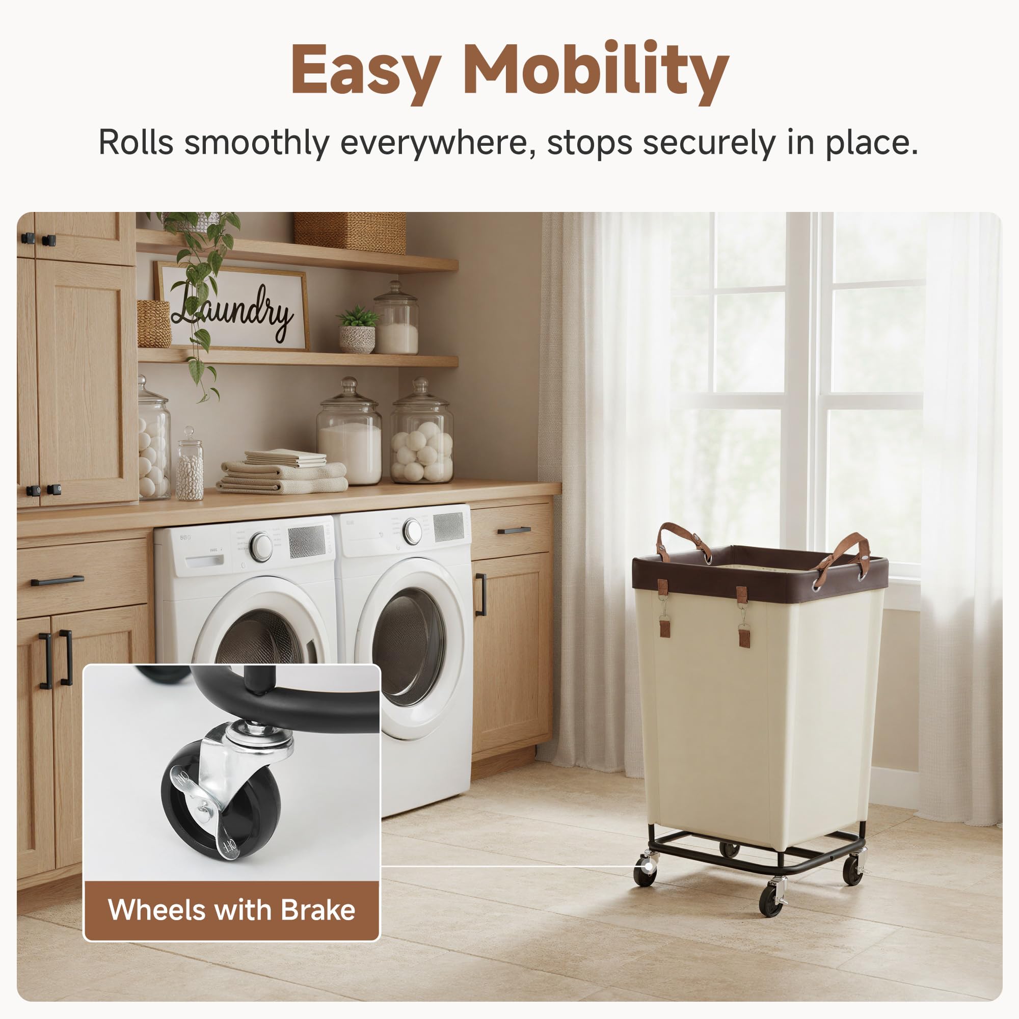 Linder Group Inc Laundry basket with wheels 160L large rolling hamper ...